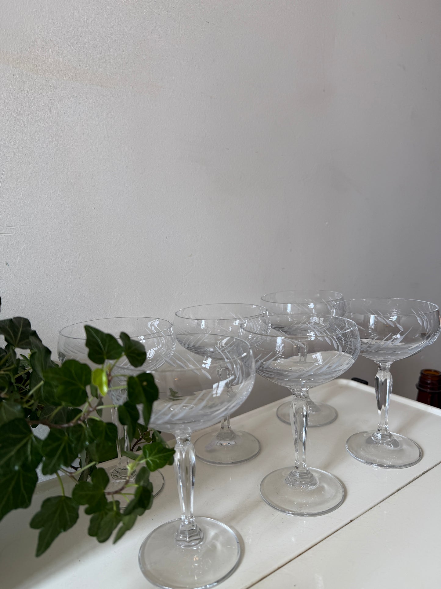 Set van 6 kristallen coupe champagne glazen