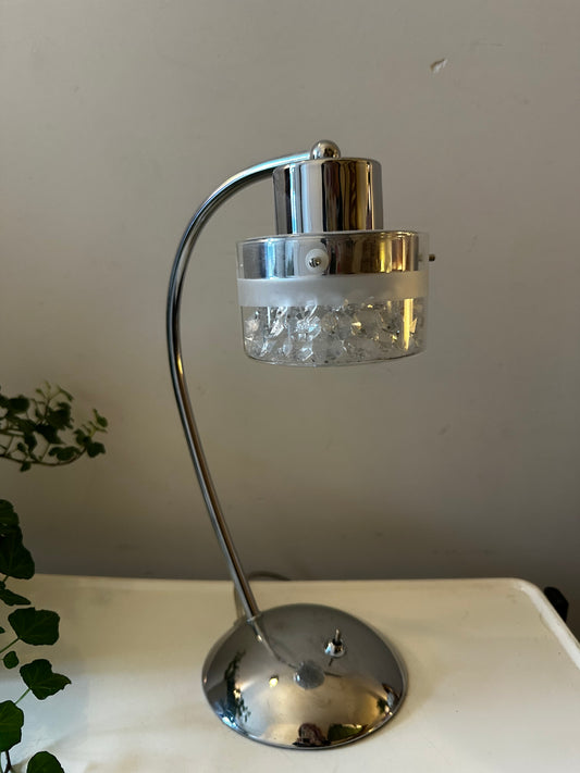 Zilverkleurig tafellamp Jaren 80