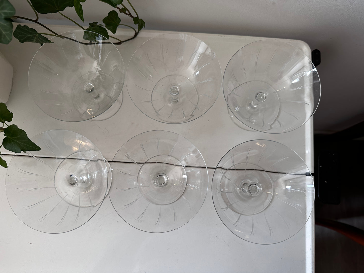 6 delige vintage kristallen coupe champagne glazen