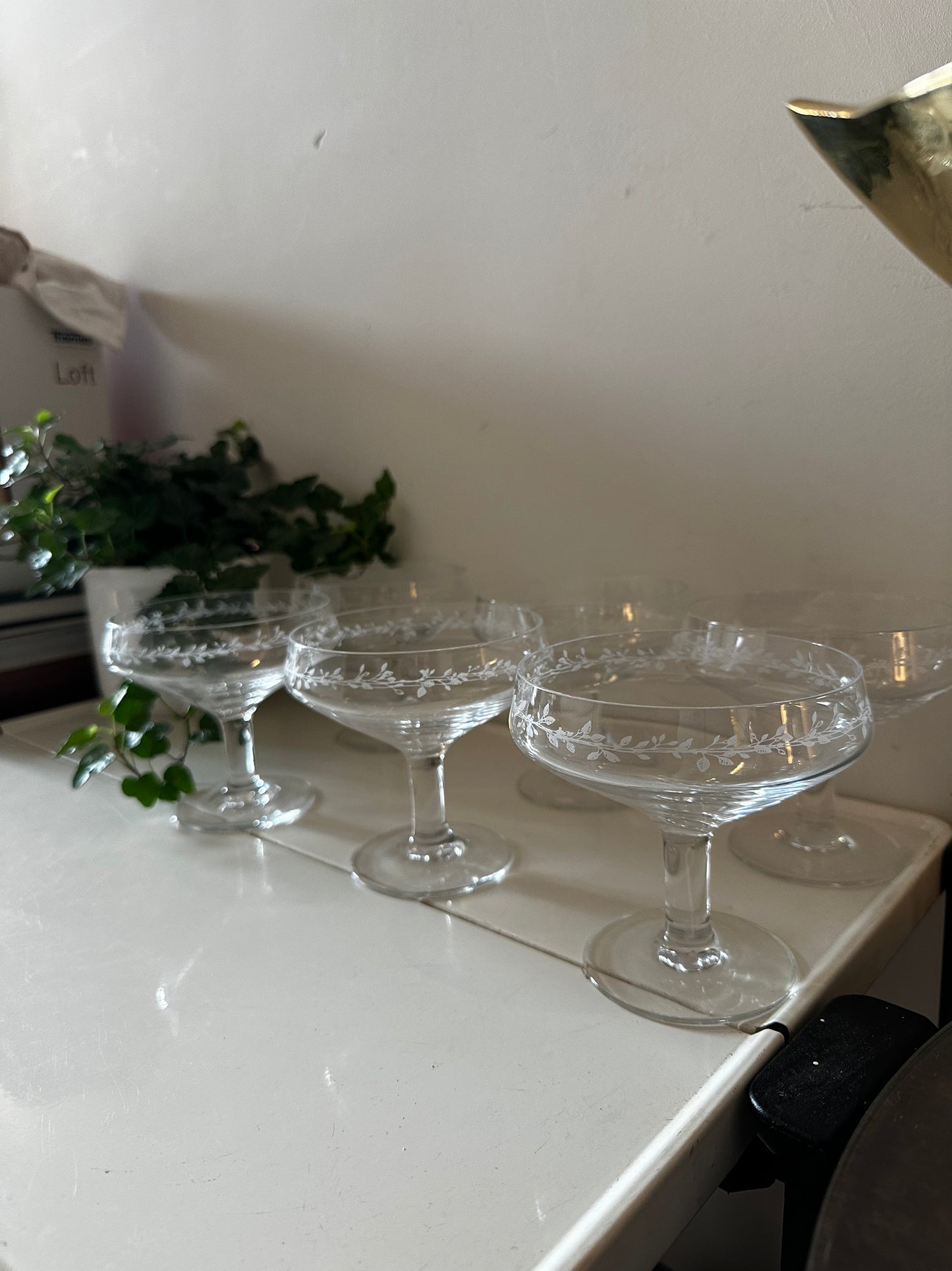 Set van 6 kristallen coupe glazen