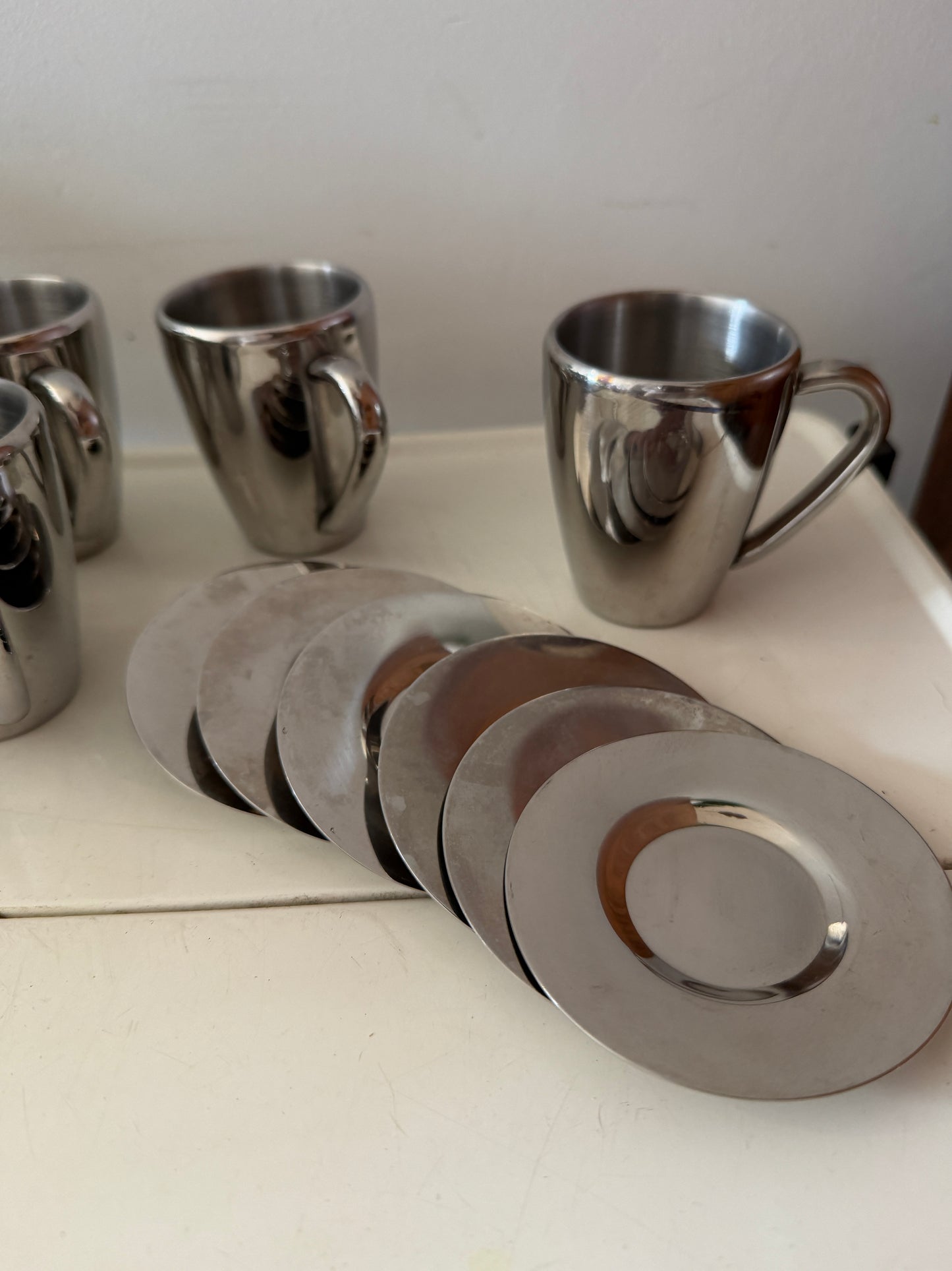 Set van 6 Chrome espresso kopjes