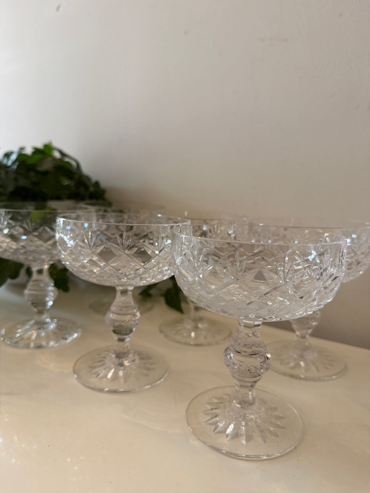 Set van 6 geslepen kristallen coupe champagne glazen