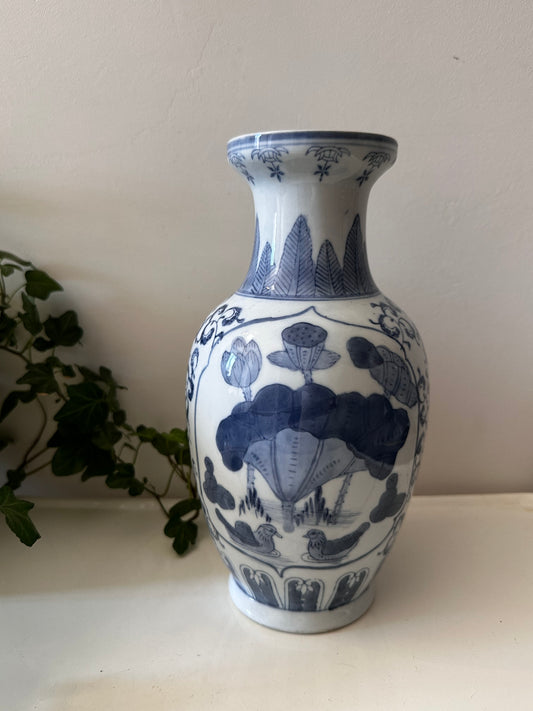 Chinese vaas vintage blauw wit