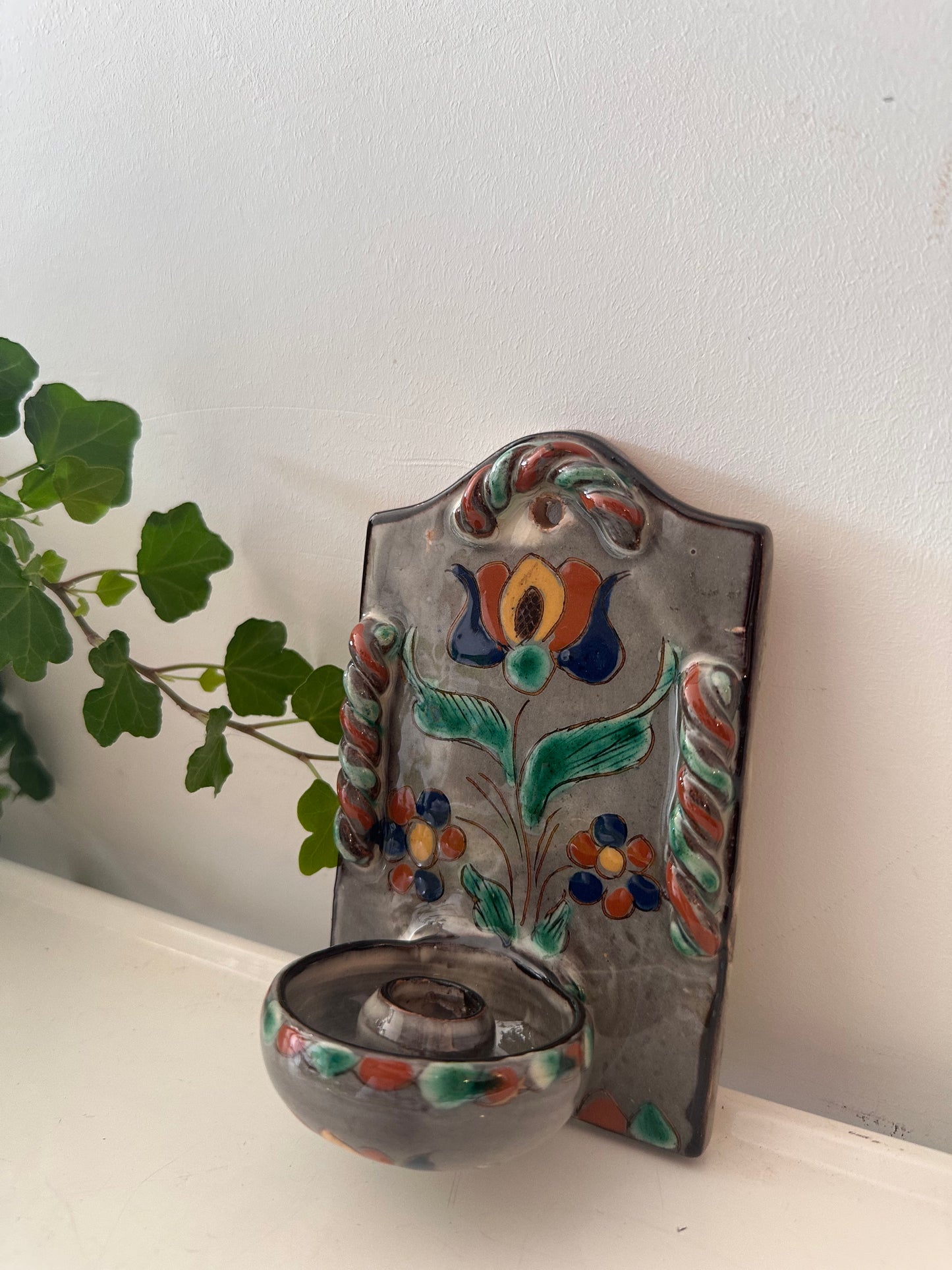 Keramieken wandkandelaar vintage