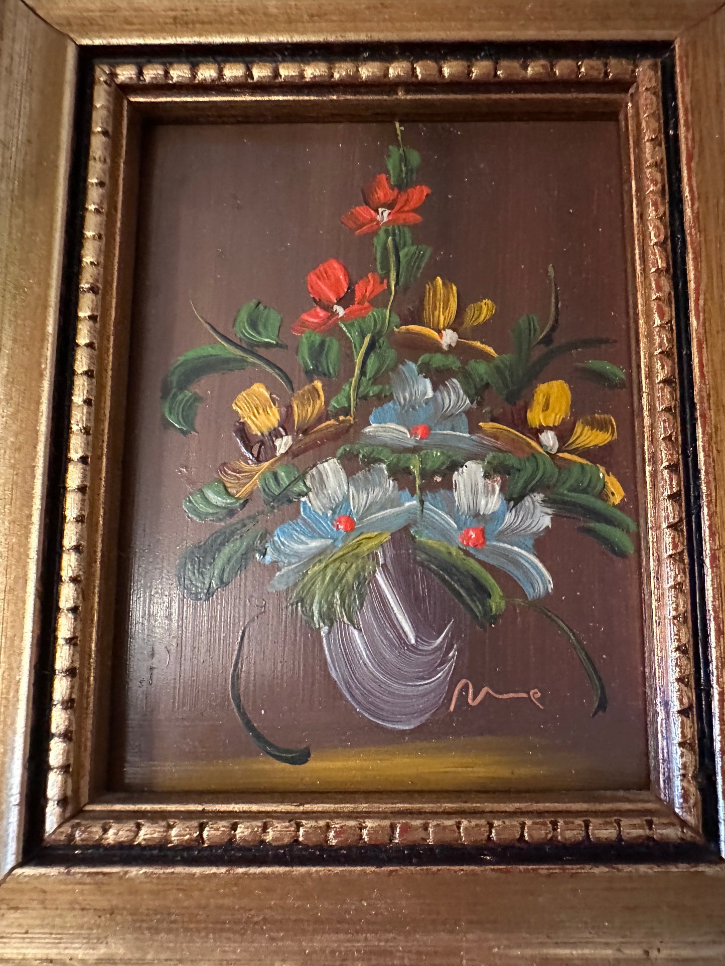 Vintage schilderijtje in goudkleurig lijstje