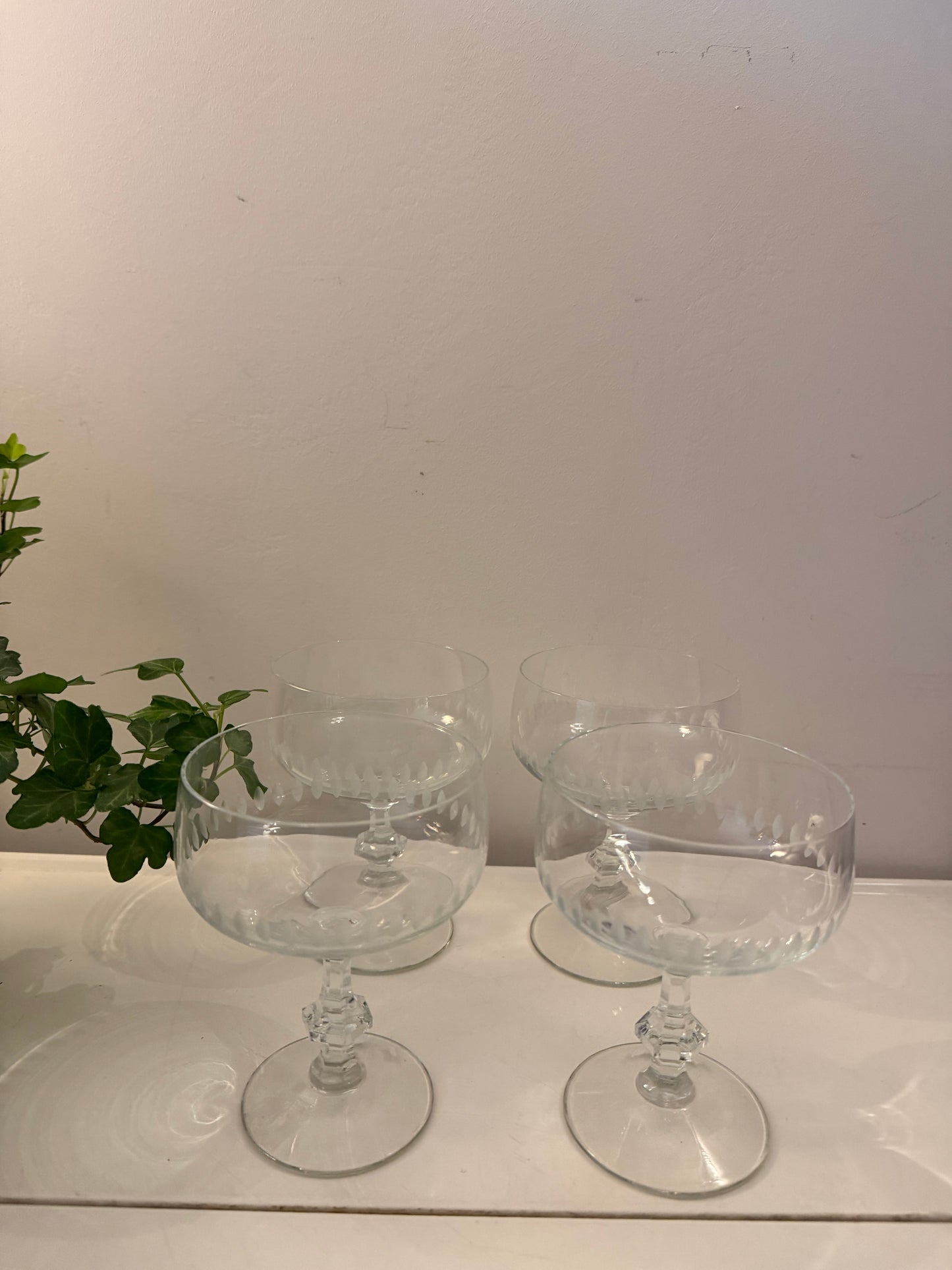 Set van 4 kristallen coupe champagne glazen