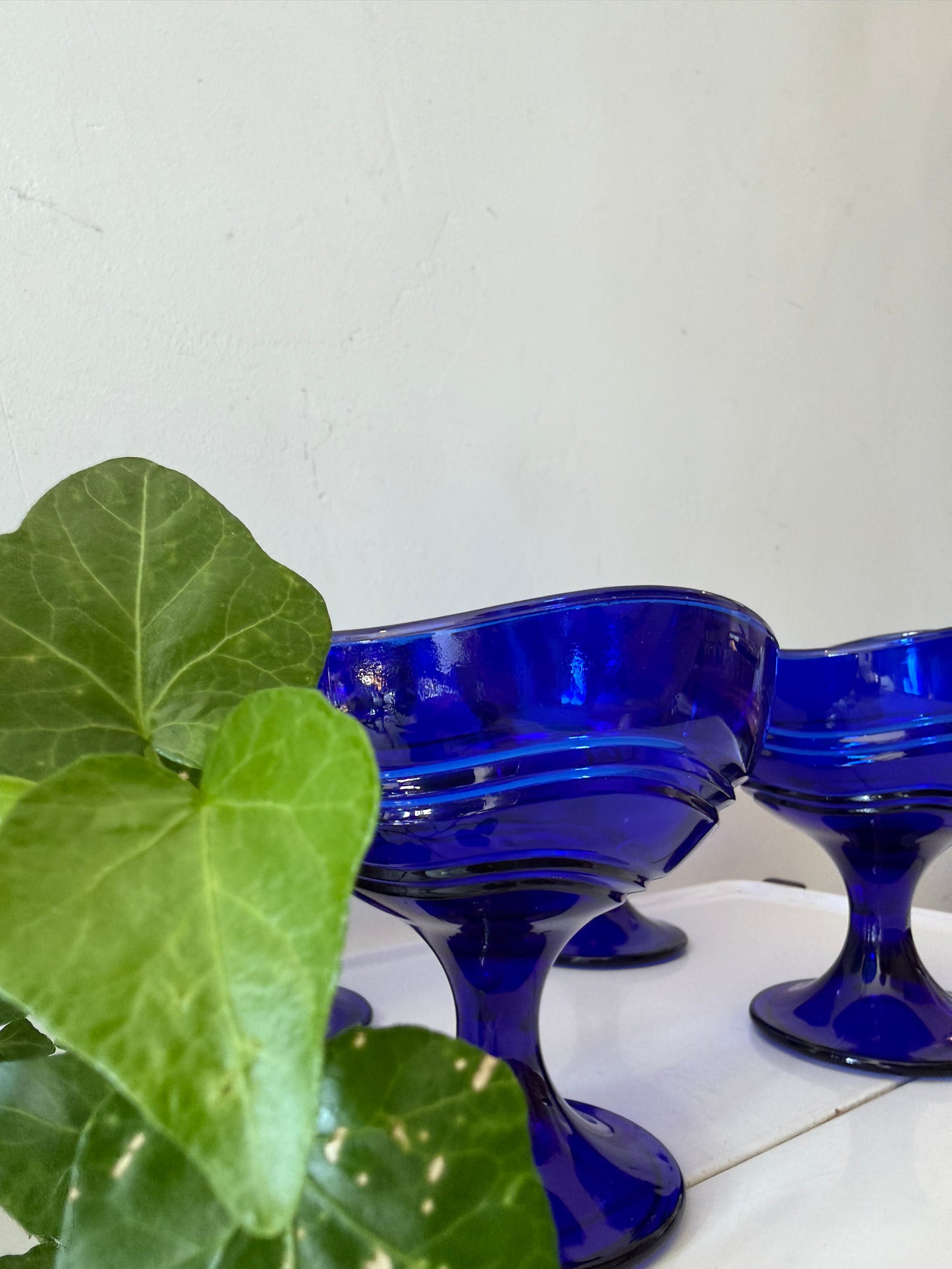 Coupe glazen blauw persglas
