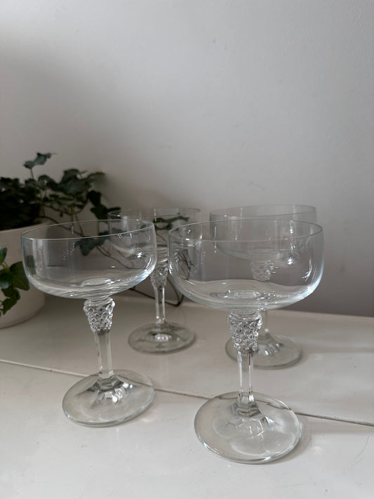 4 delige set coupe champagne glazen kristal