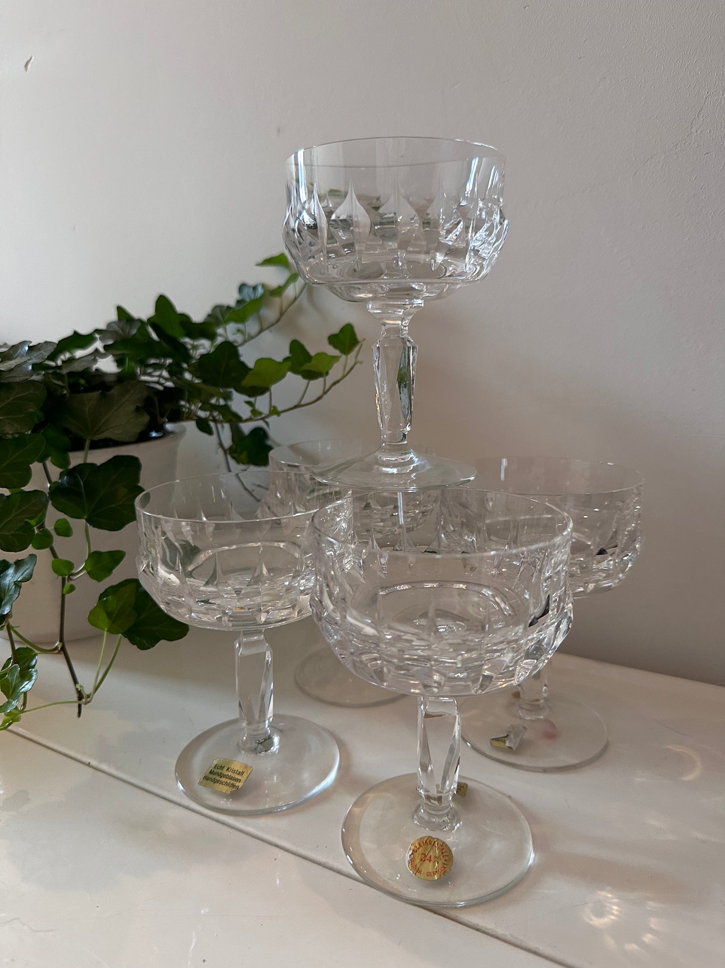 Set van 5 coupe champagne glazen kristal