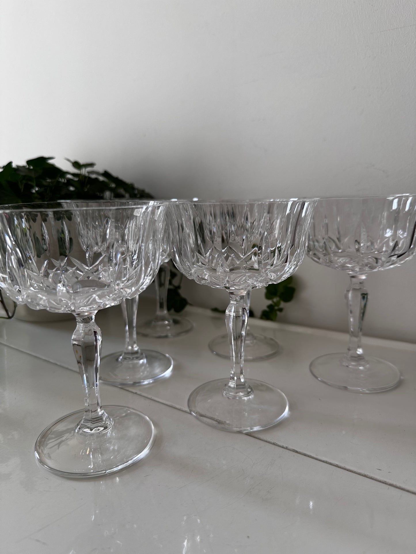 Set van 6 kristallen coupe champagne glazen