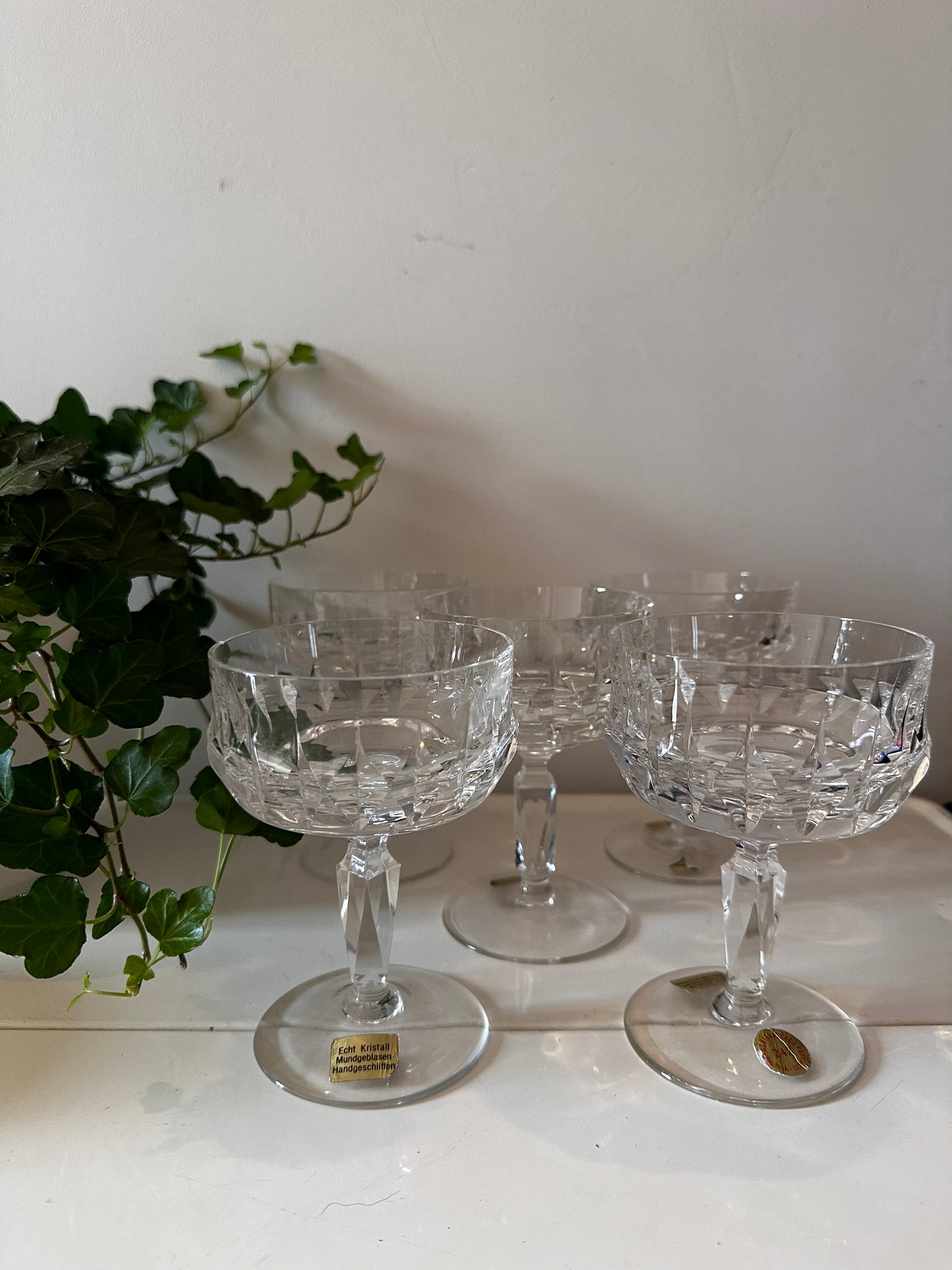 Set van 5 coupe champagne glazen kristal