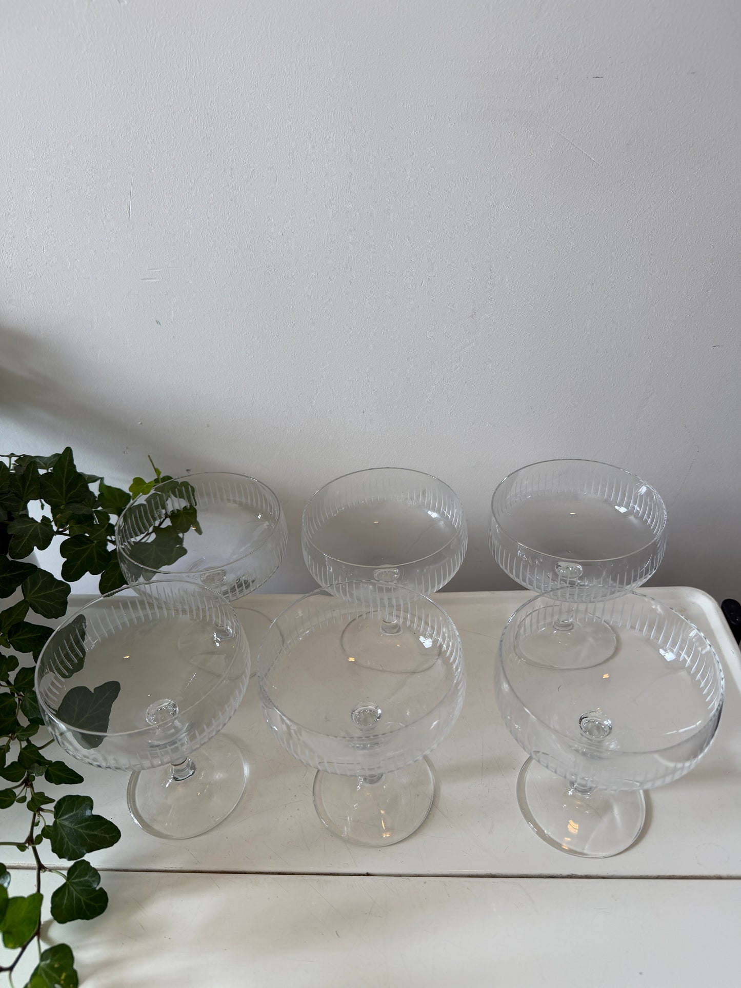 Set van 6 kristallen coupe champagne glazen