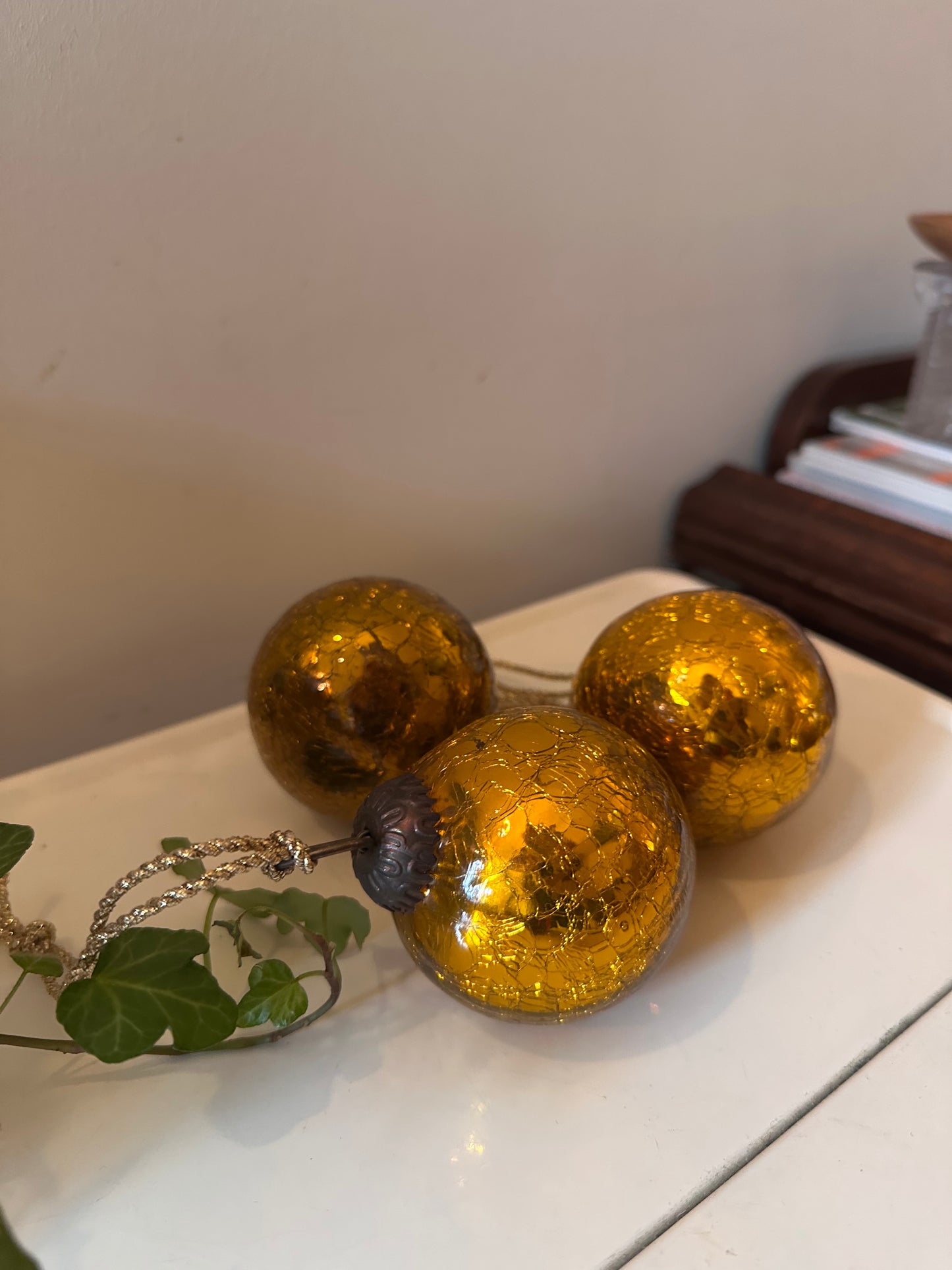 Set van 3 goudkleurige kerstballen