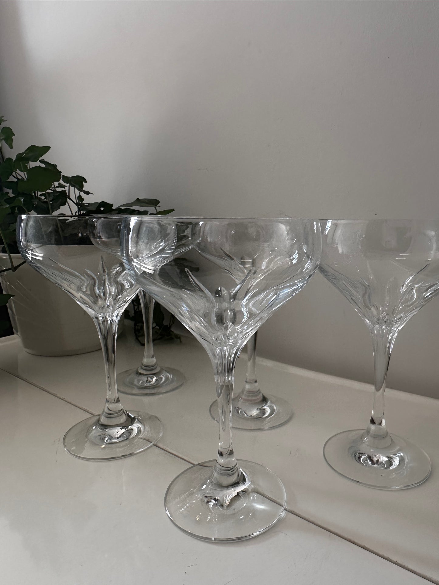 Set van 5 kristallen champagne glazen