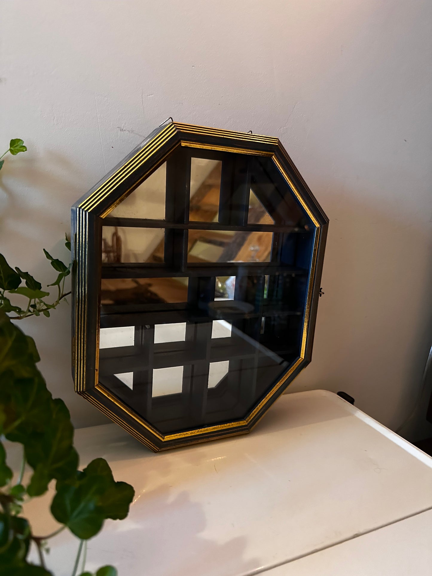 Vitrine kastje glas met spiegelglas