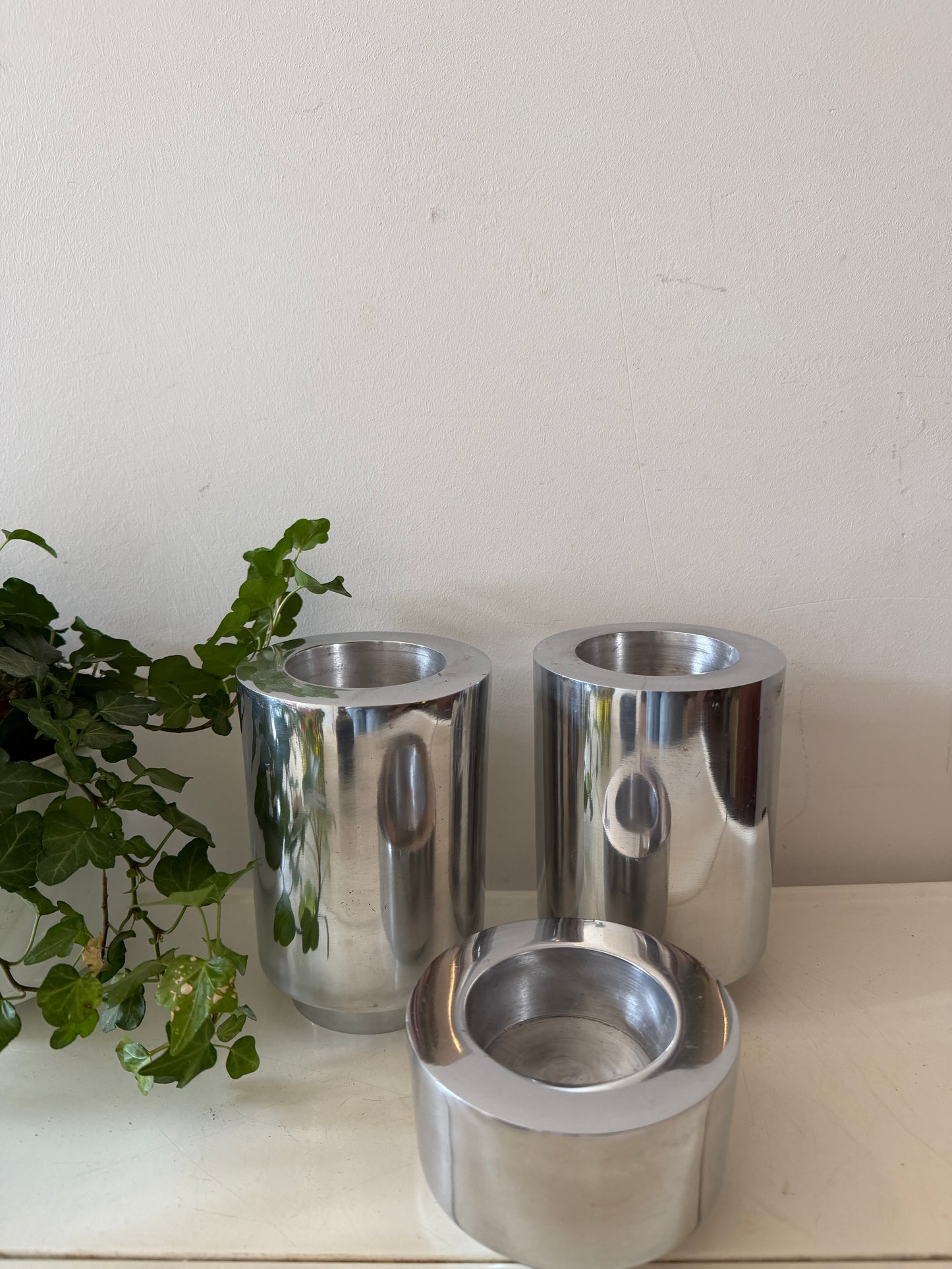 Set van 3 Chrome waxinelichthouders
