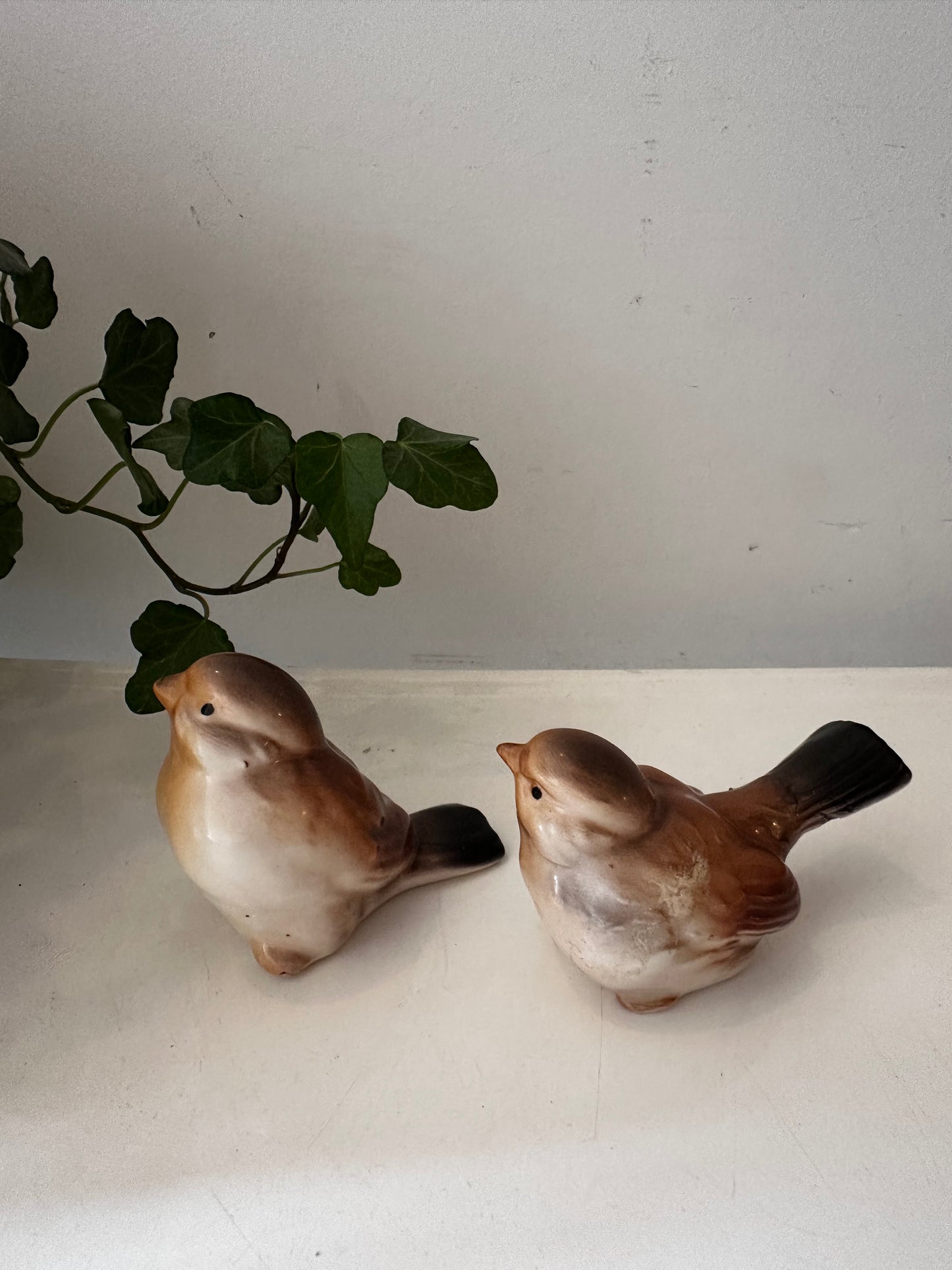 Set van 2 porseleinen vogeltjes