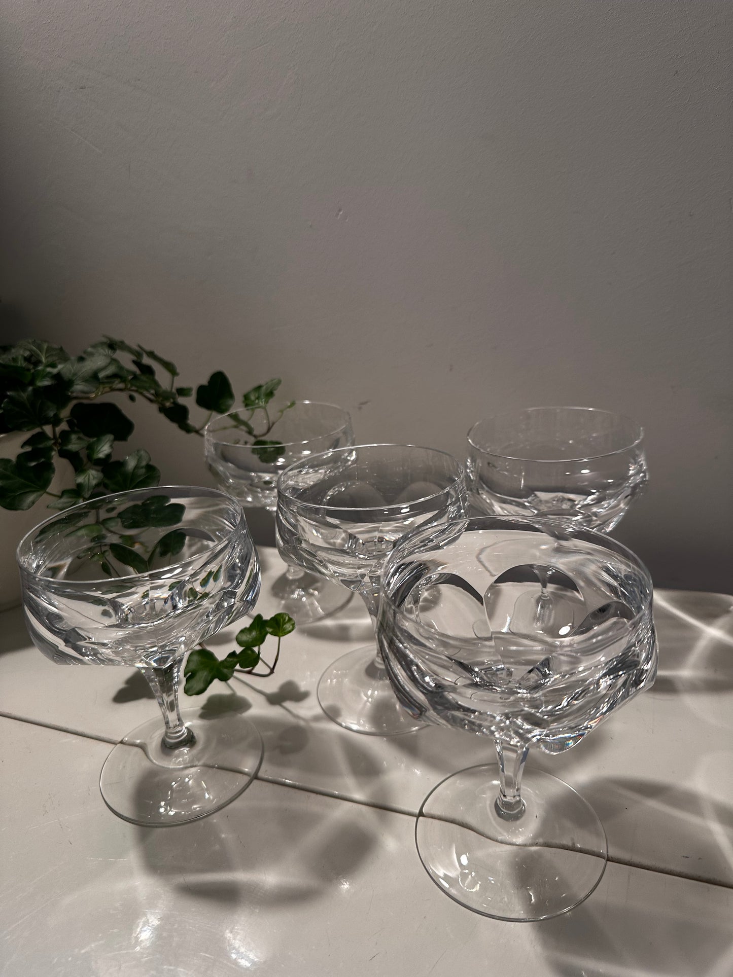 5 kristallen vintage coupe champagne glazen