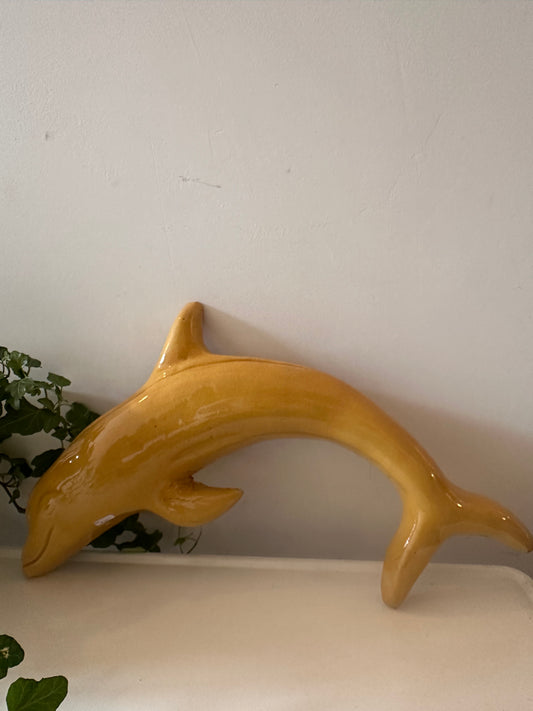 Keramieken dolfijn wanddecoratie jaren 70