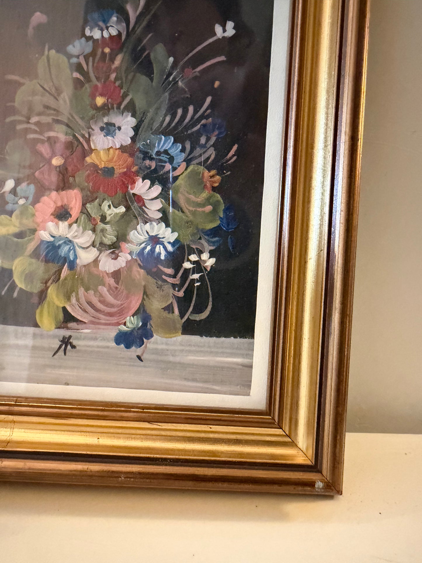 Goudkleurig lijstje met boeketje