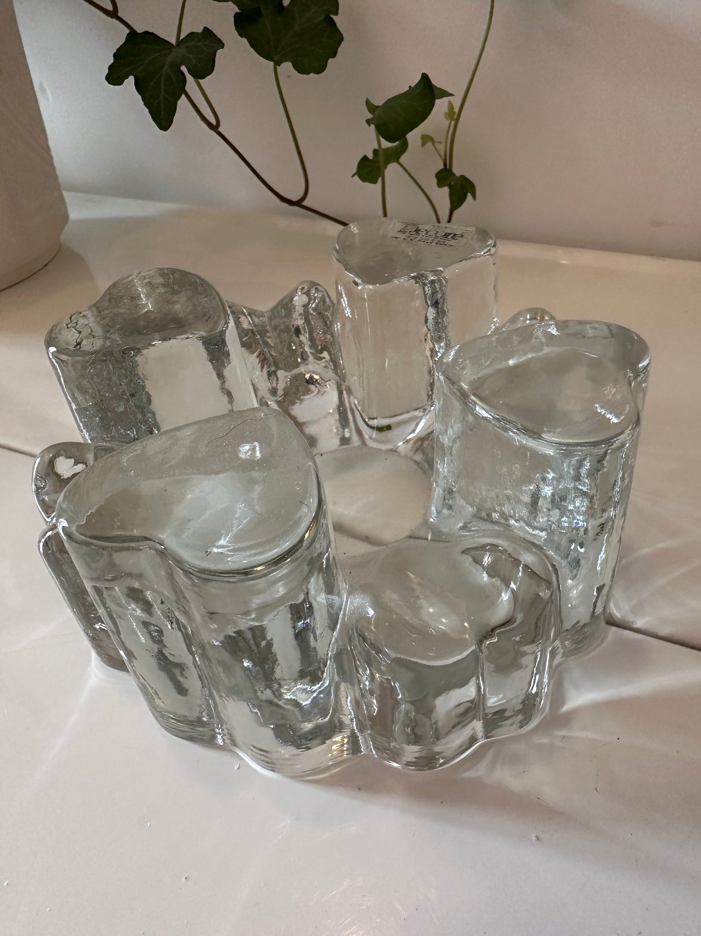 Theelicht retro dik glas vintage rechaud