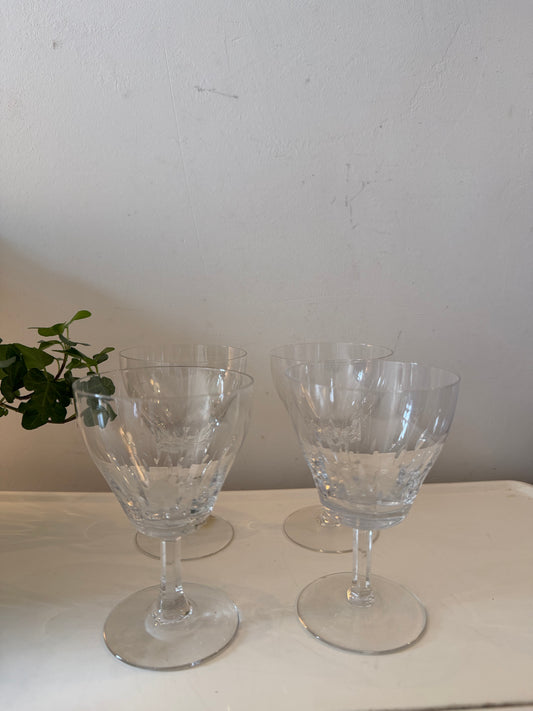 Set van 4 kristallen voetglazen