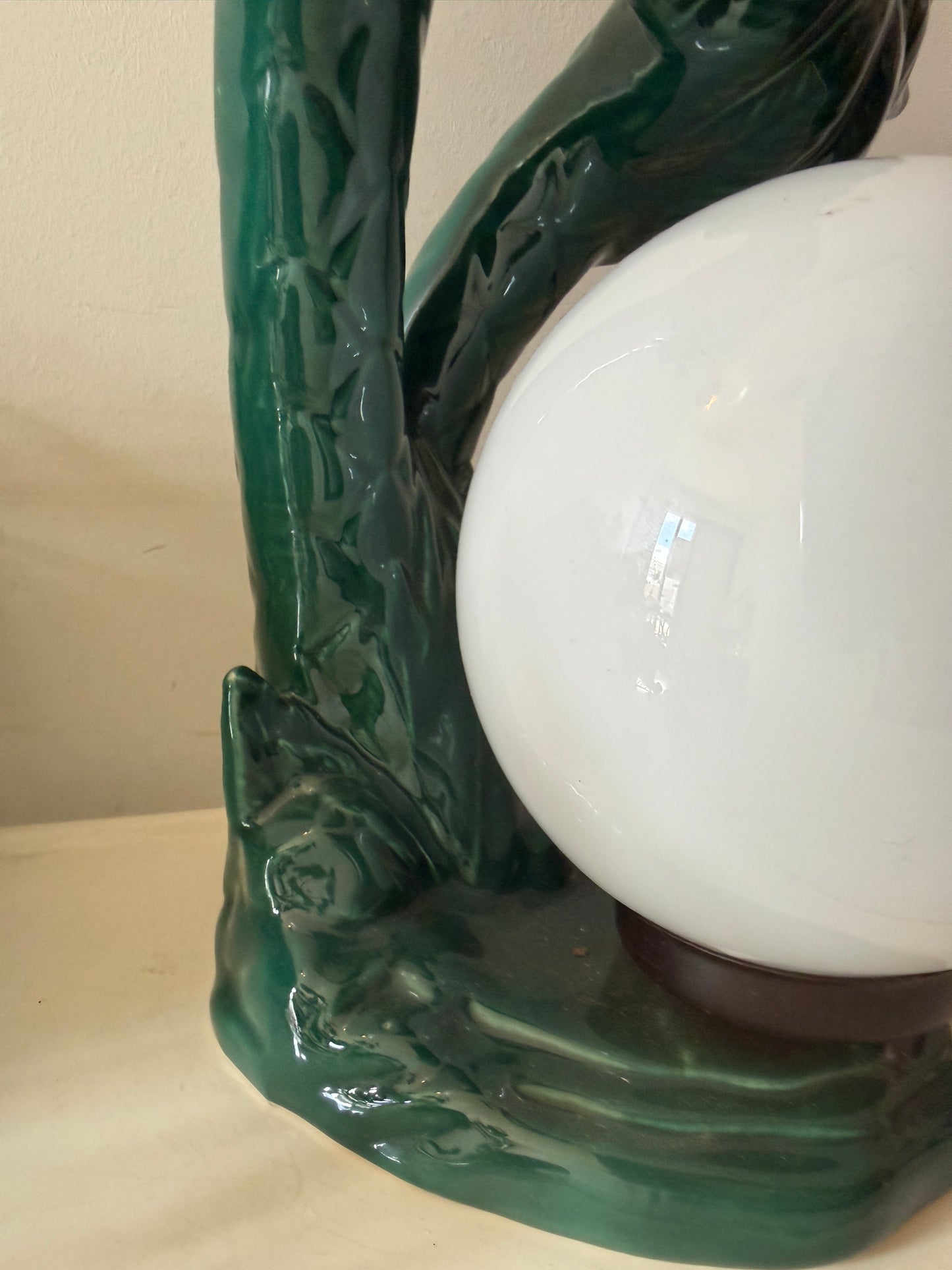 Vintage palmbomen lamp met glazen bol