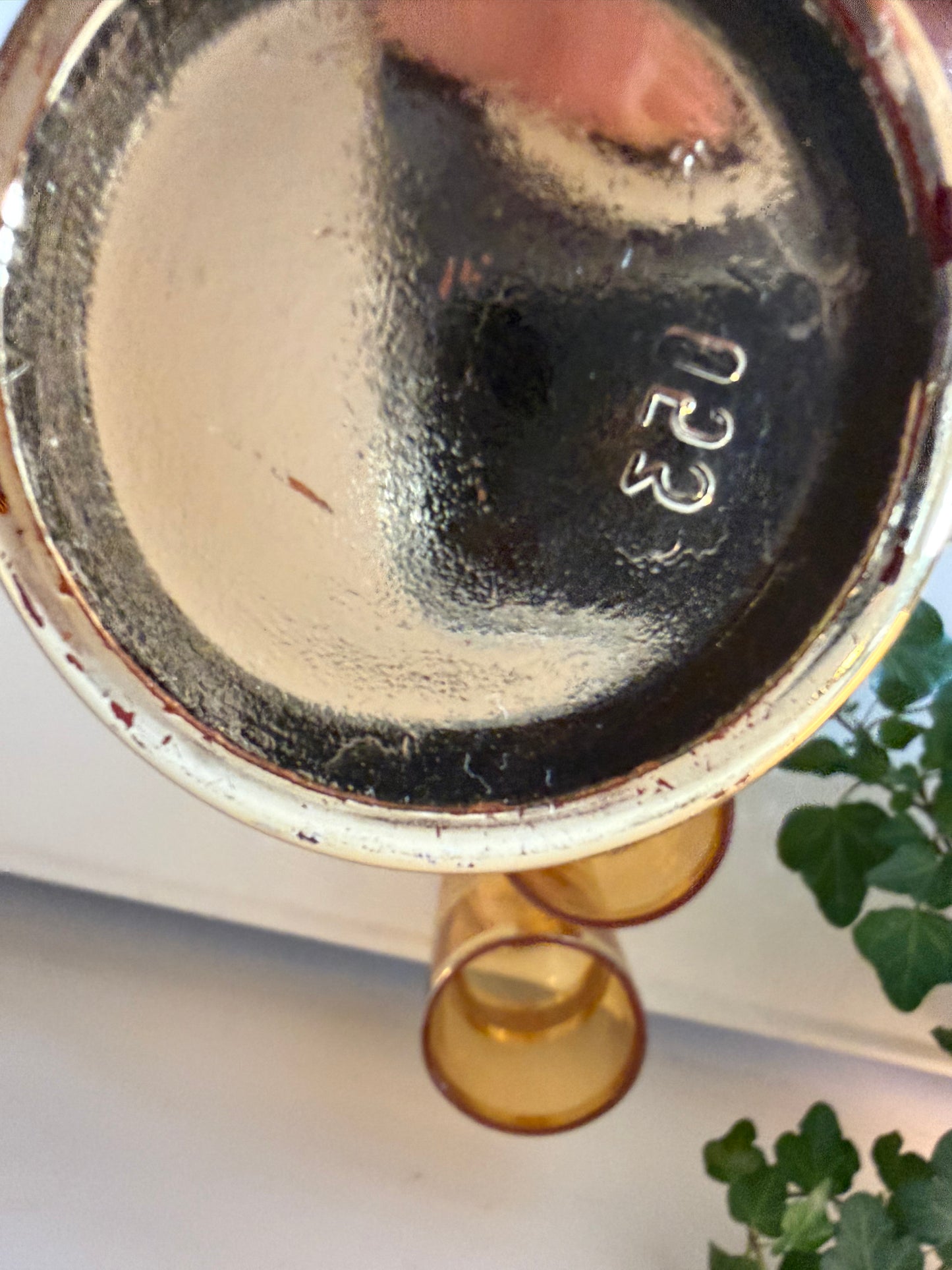 Set van 4 Amberkleurige glazen met goudbad