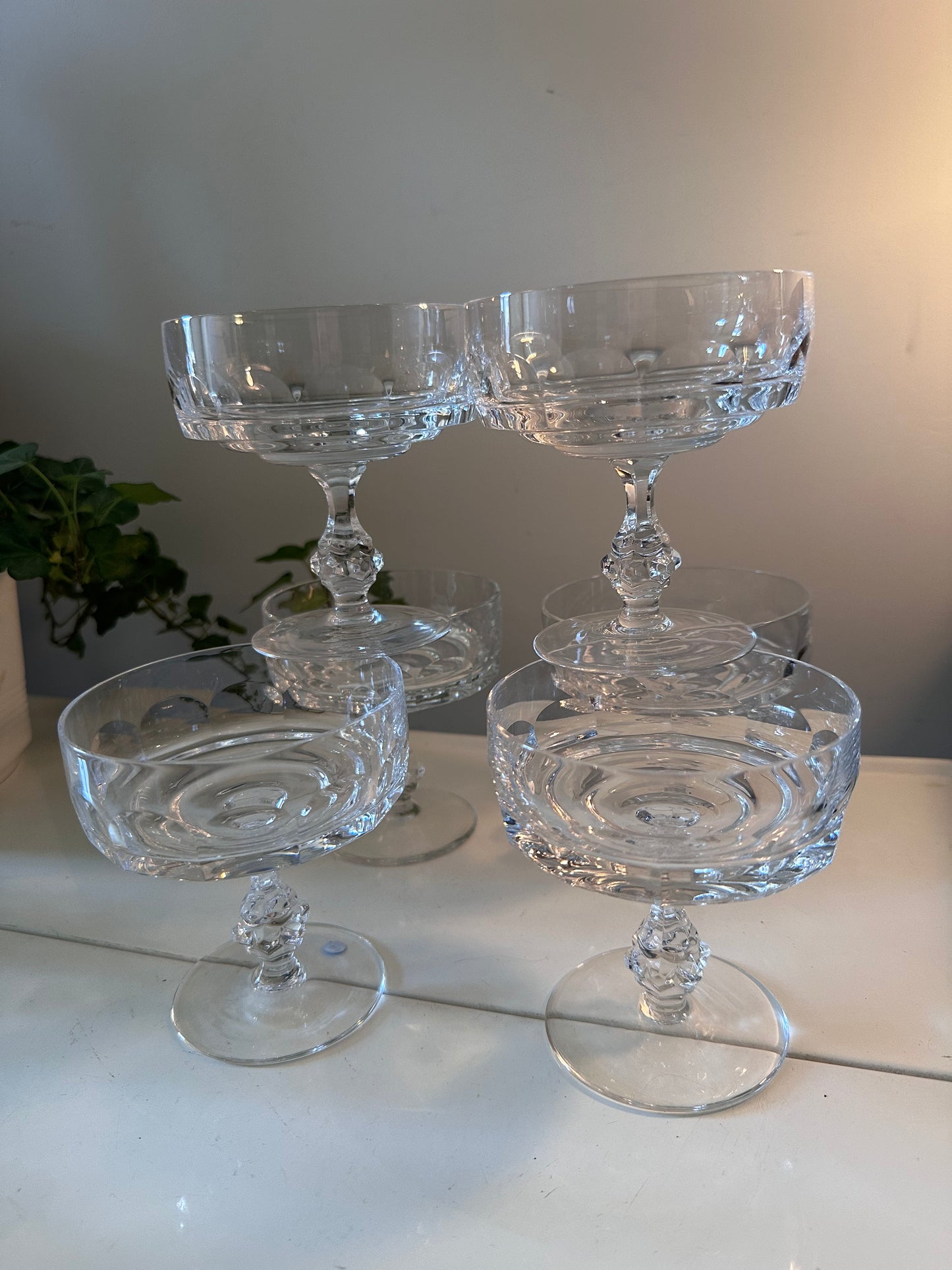 Set van 6 vintage coupe champagne glazen Q116