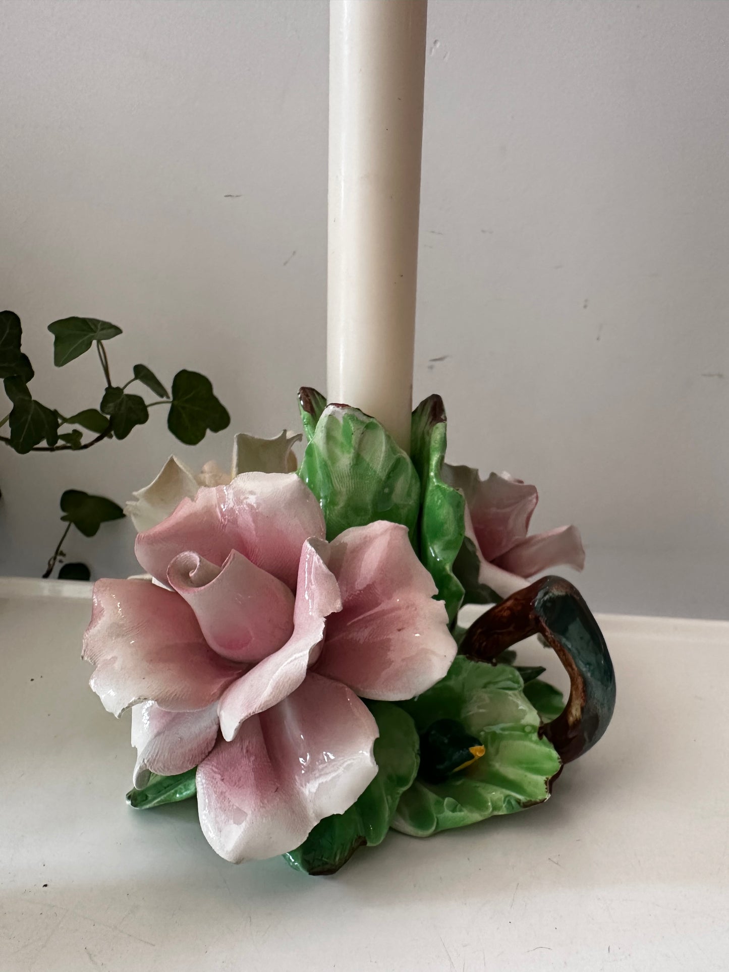 Porseleinen rozen kandelaar vintage