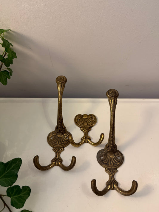 Set van 3 messing wandhaken