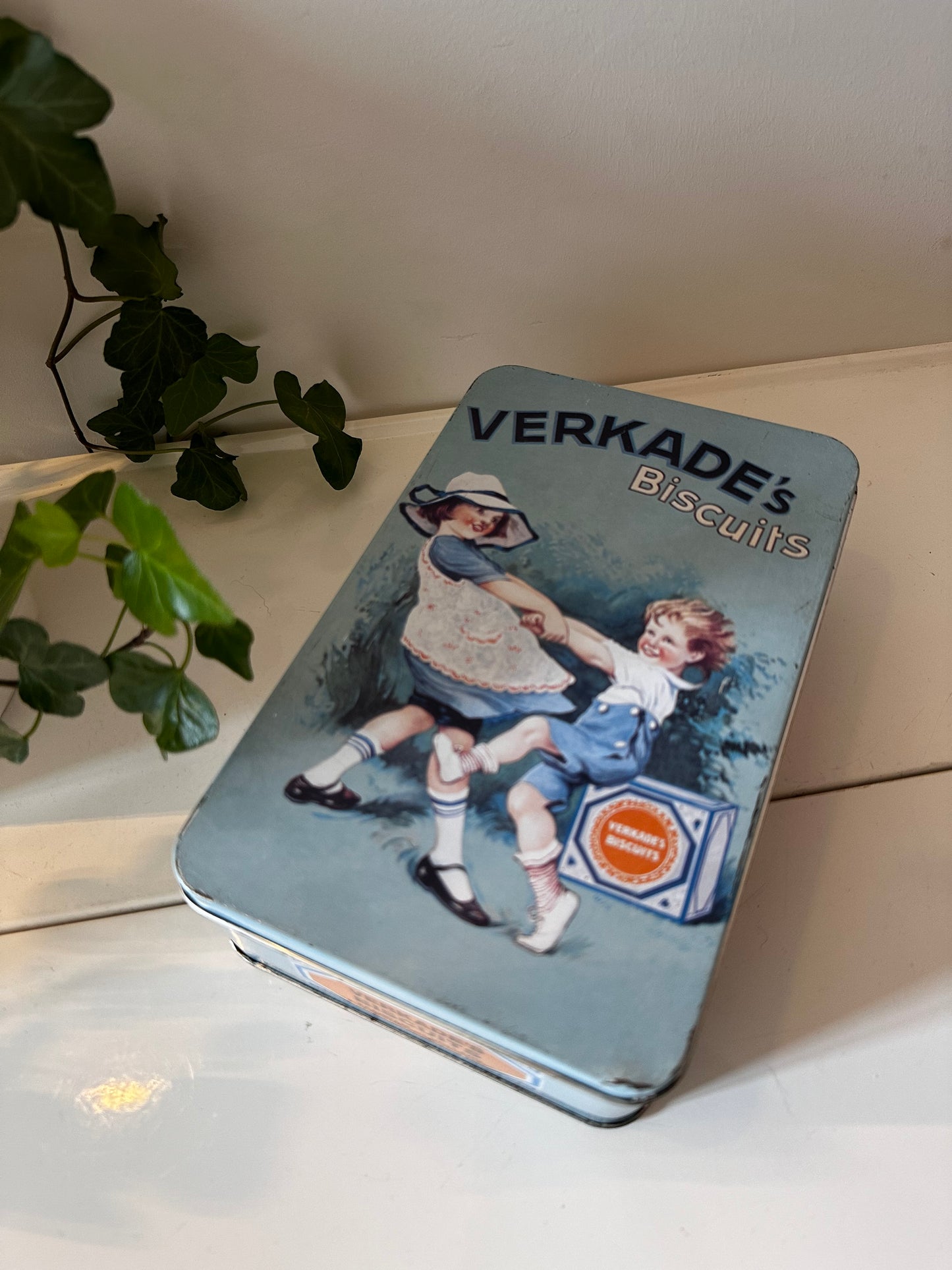 Verkade bewaarblik koektrommel vintage jaren 60