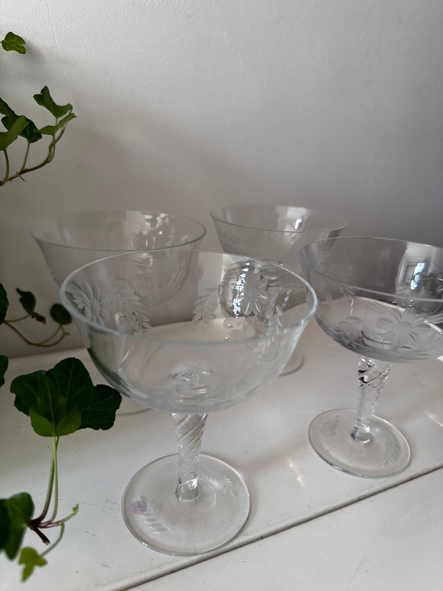 4 kristallen coupe champagne glazen