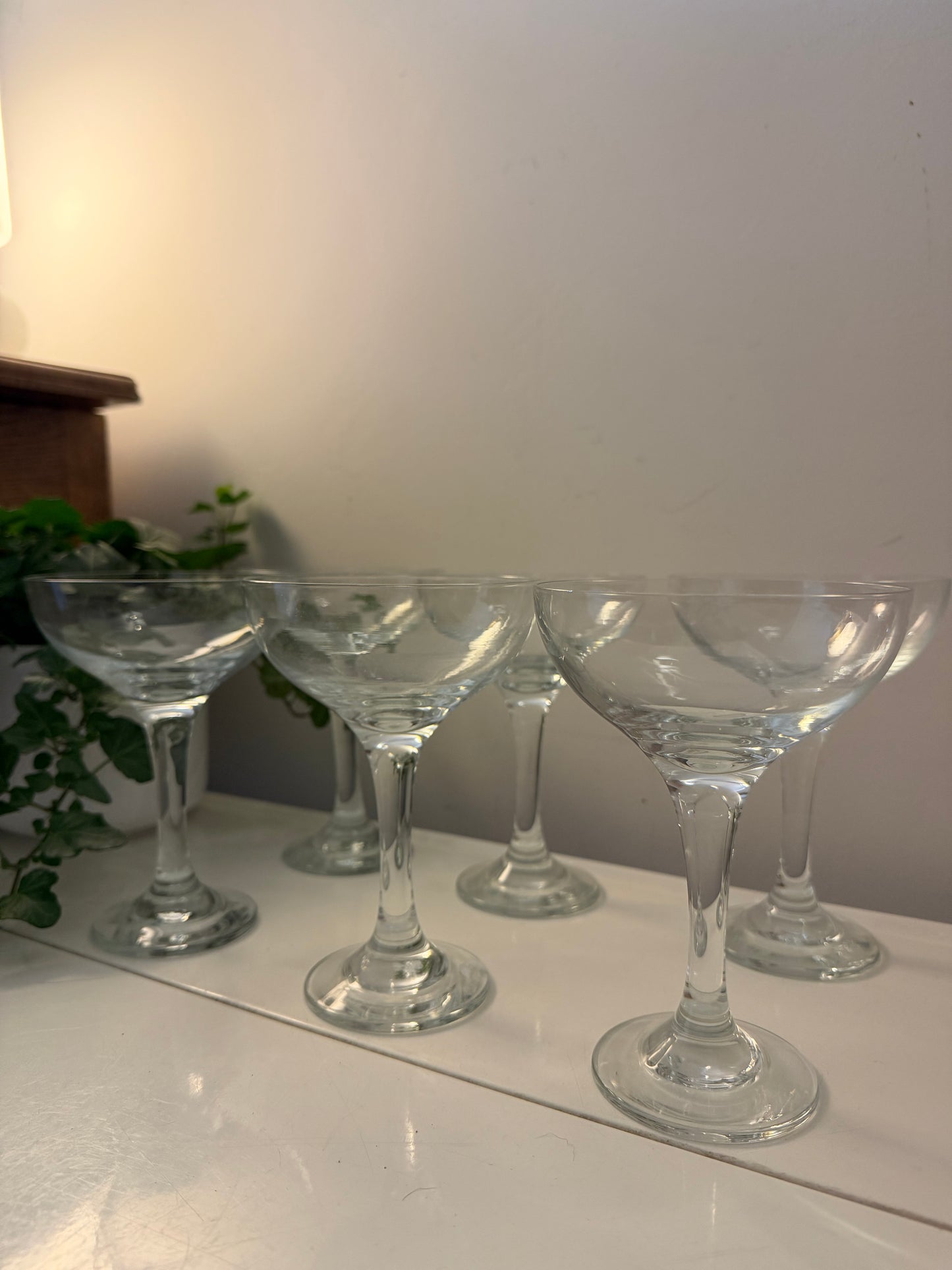Set van 6 kristallen coupe champagne glazen