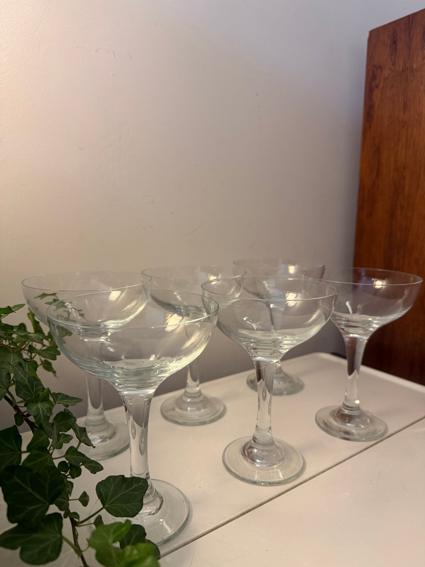 Set van 6 kristallen coupe champagne glazen