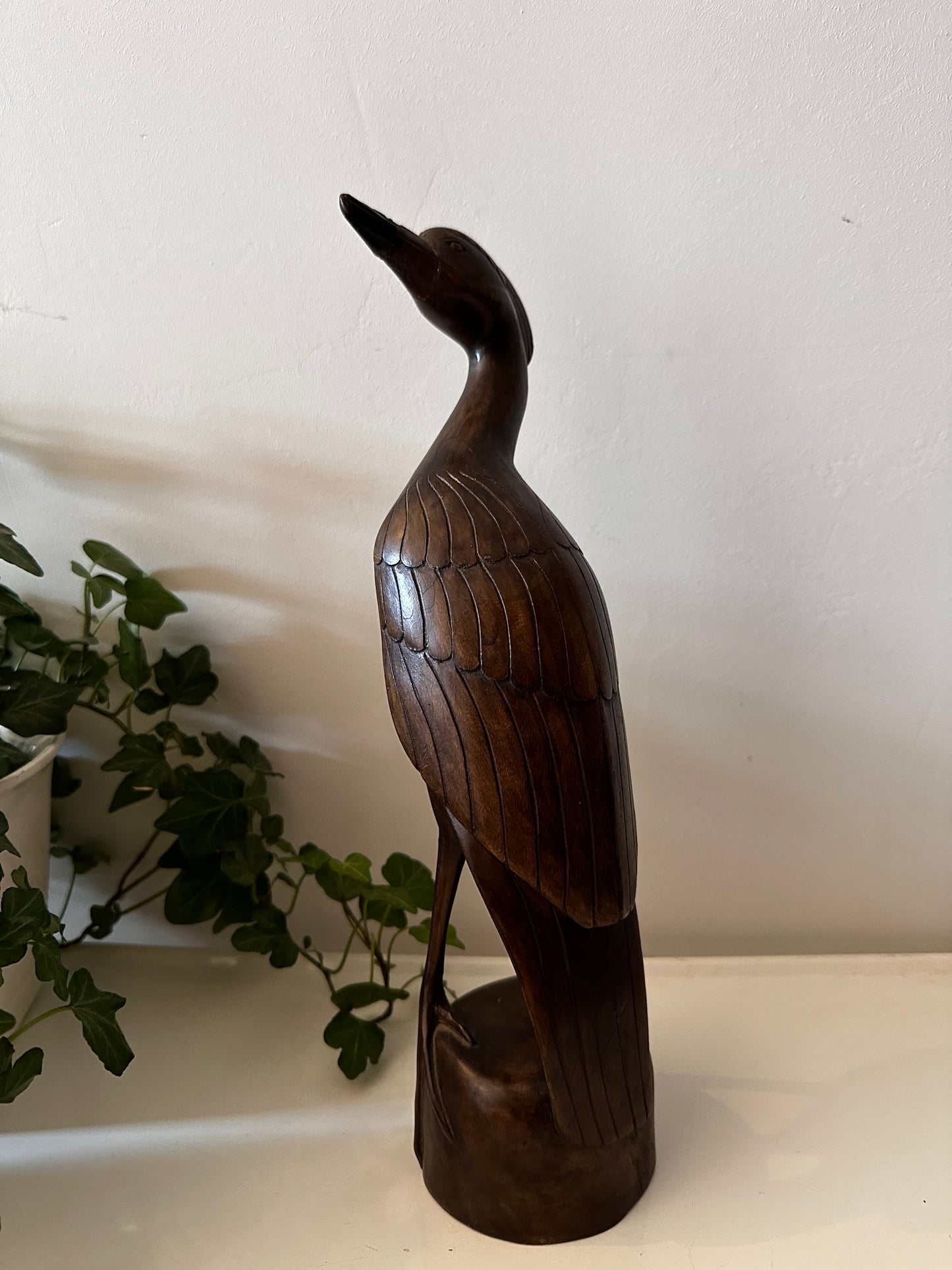 Mid Century houten vogel beeld