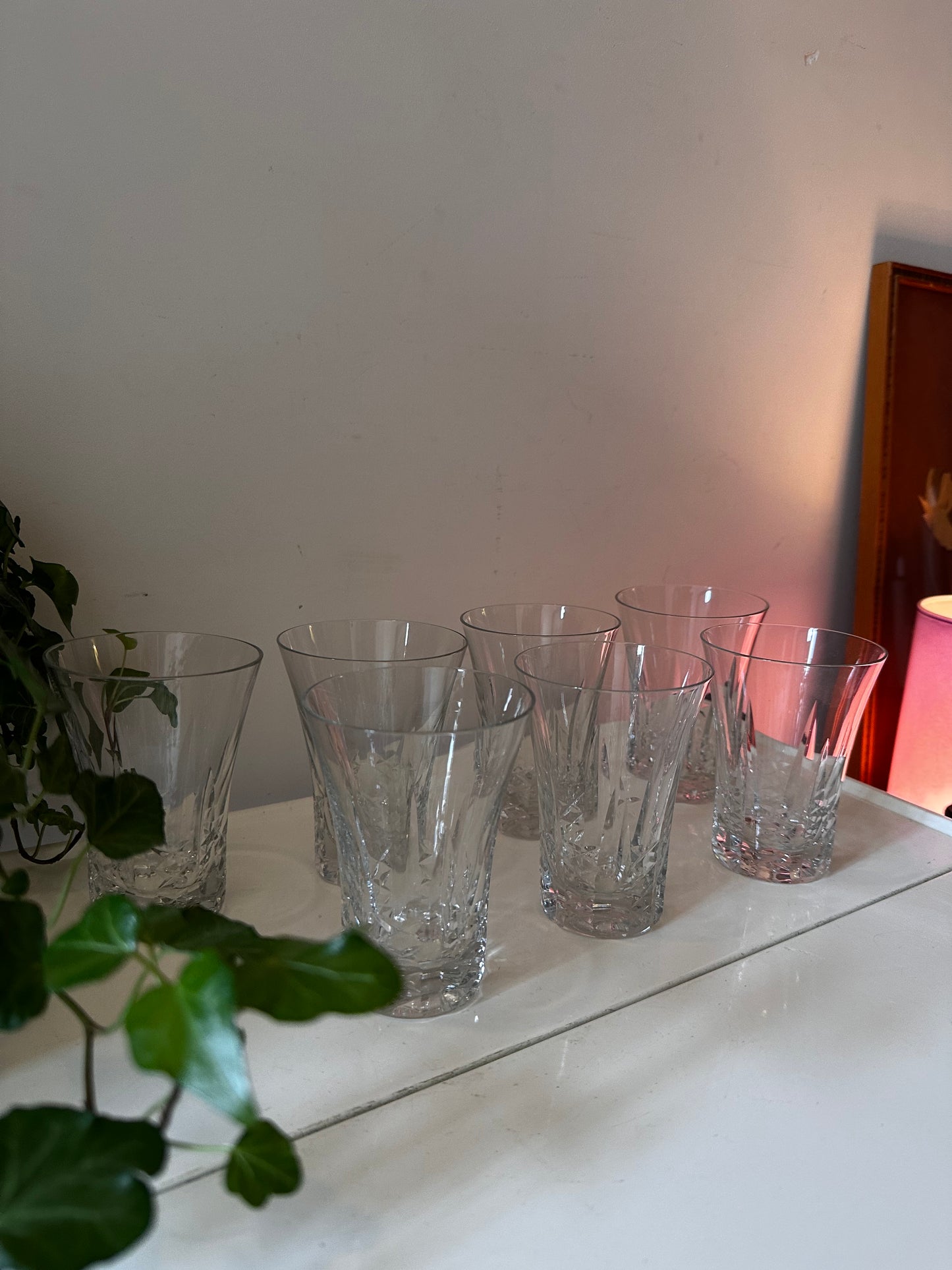 Set van 7 kristallen waterglaasjes