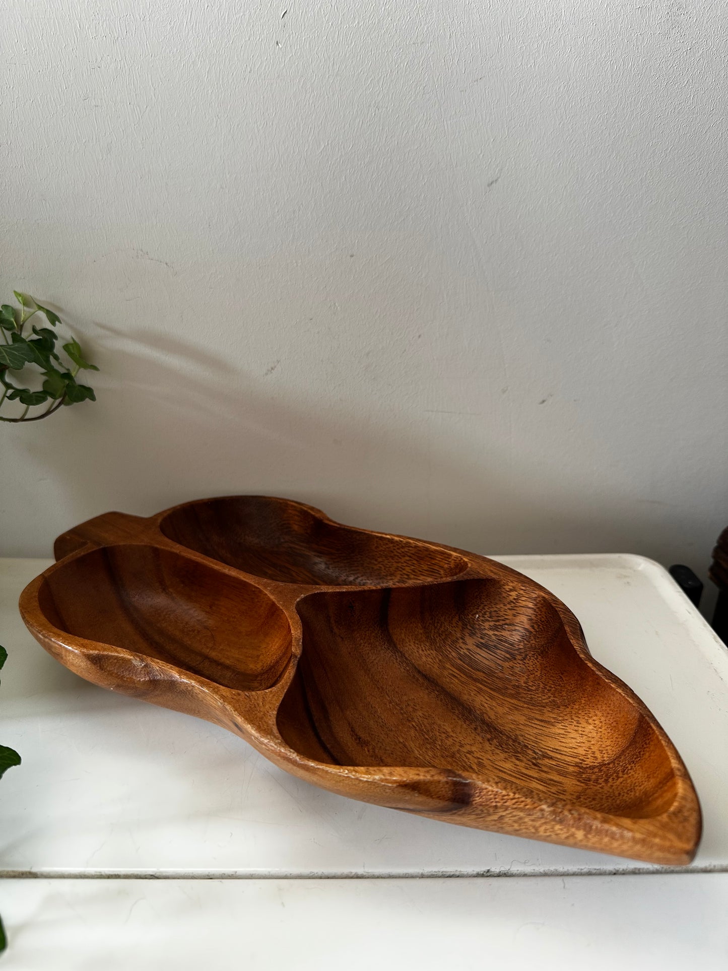 3 vaks teak houten schaal