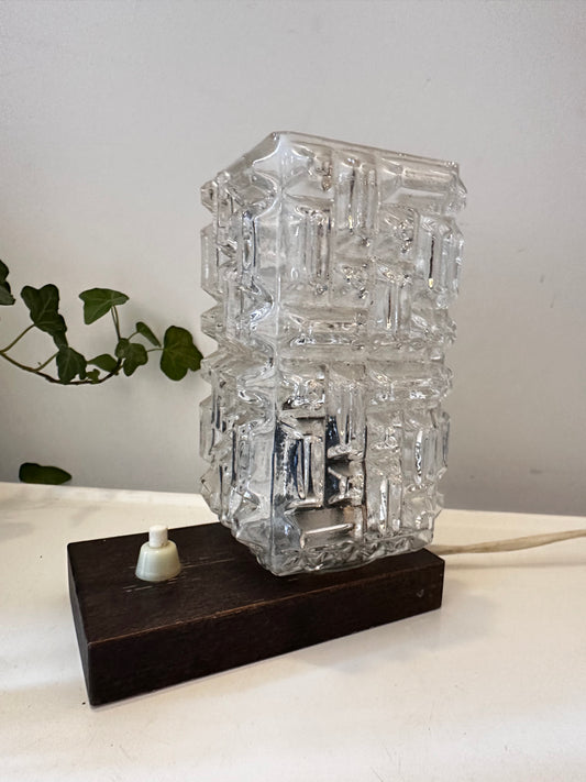 Mid Century tafellampje met ijsglas
