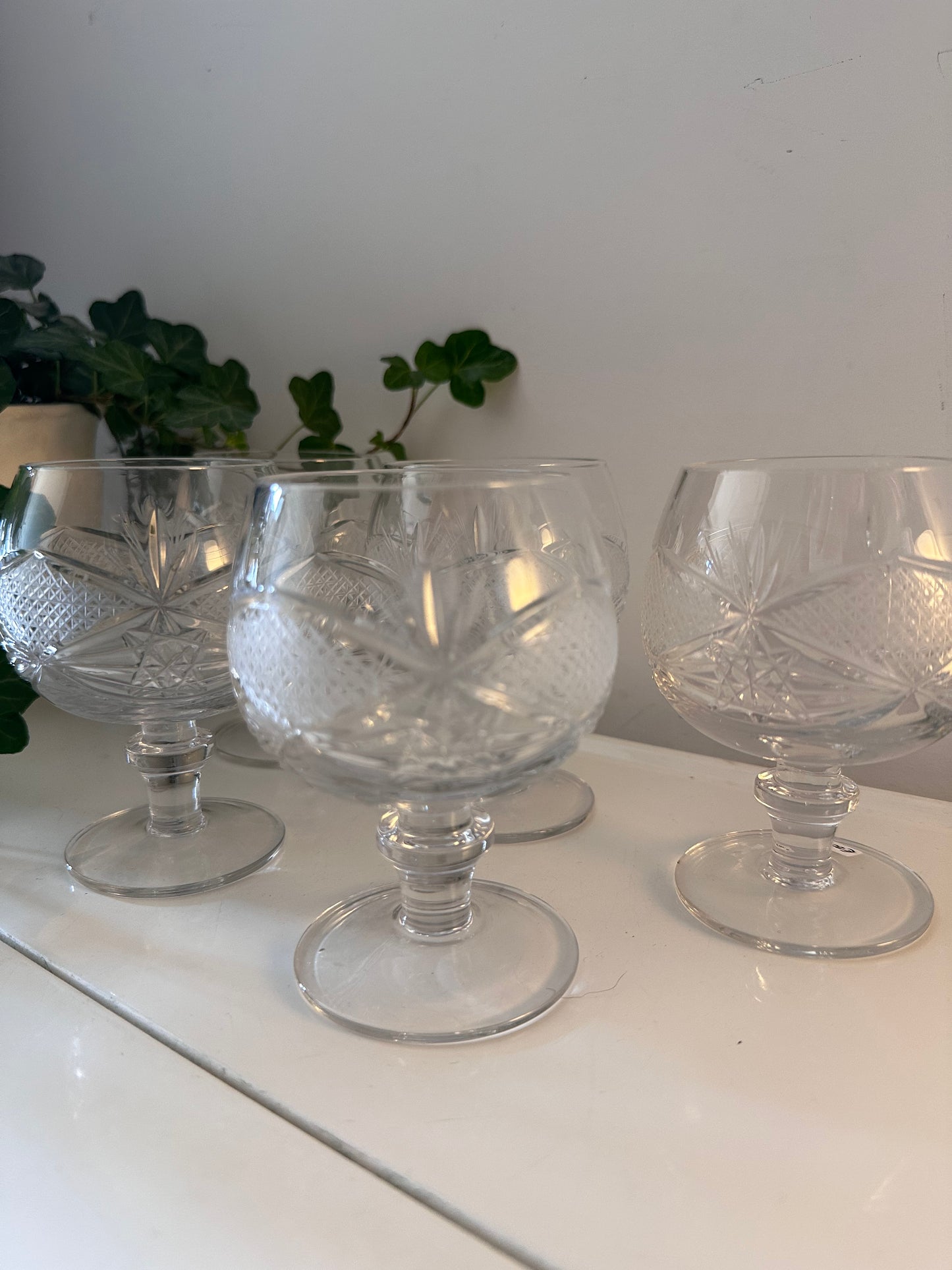 Set van 5 kristallen cognac glazen