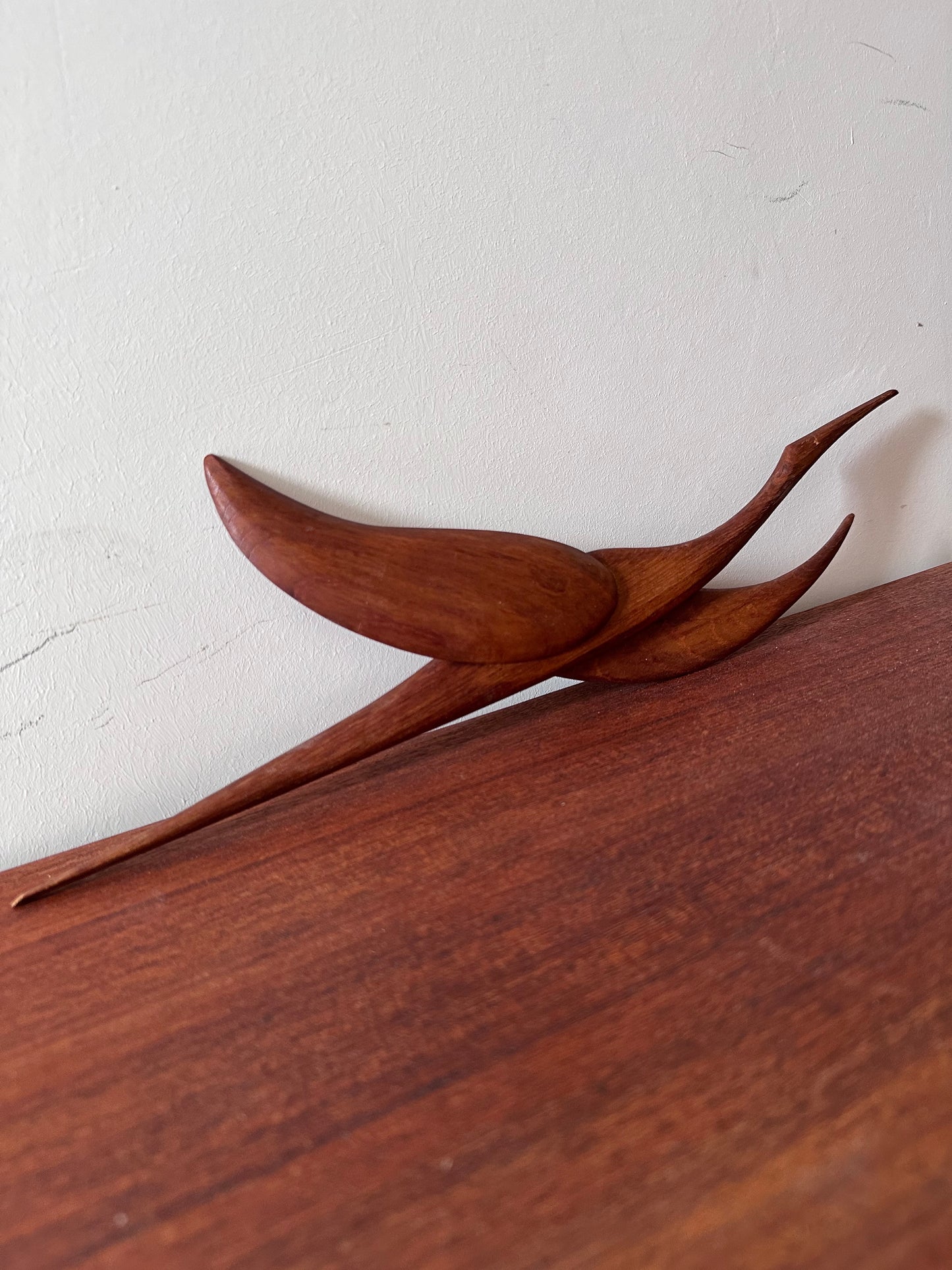 Mid Century teak houten wandvogel