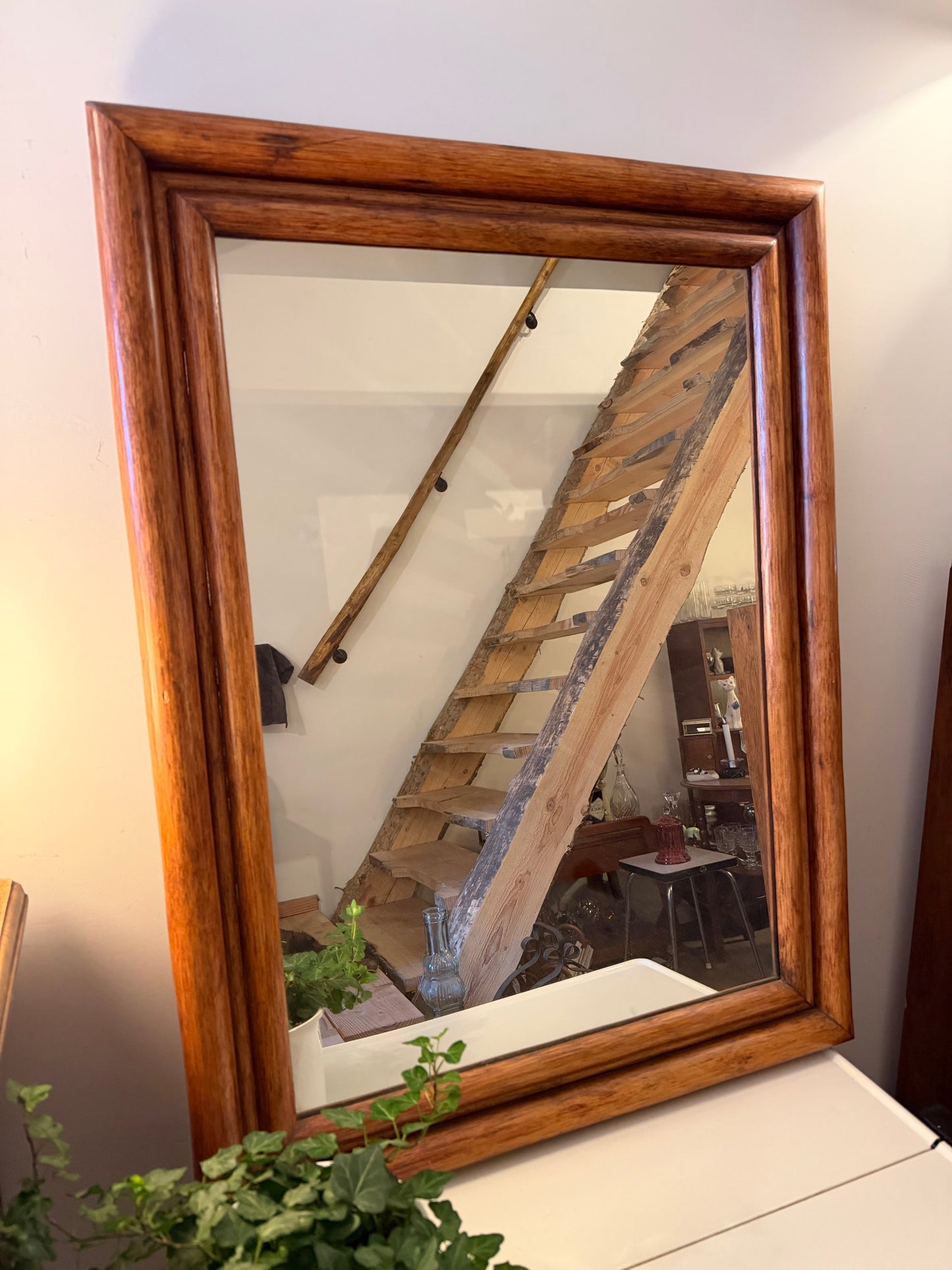 Jaren 80 spiegel met houten lijst