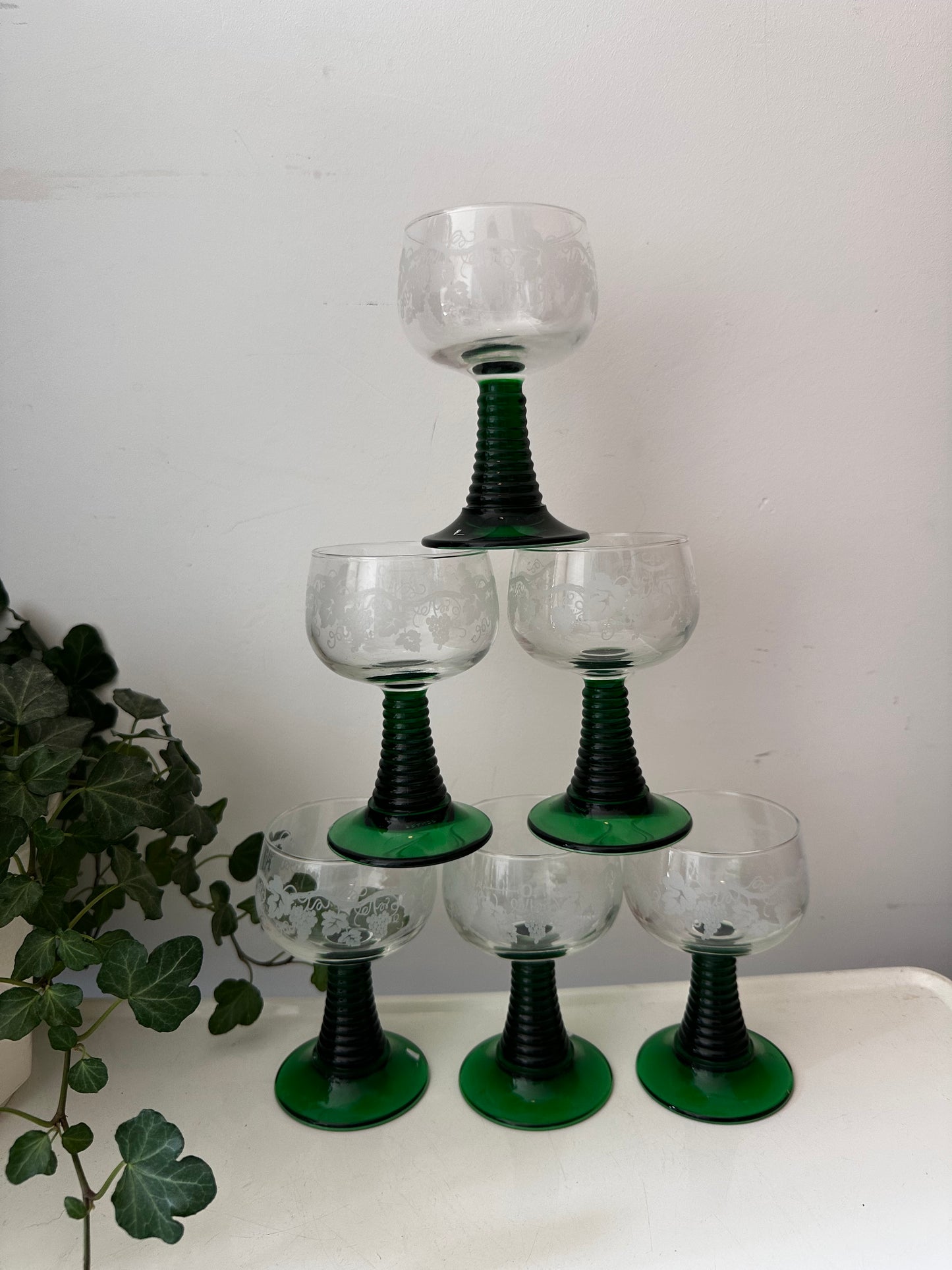 Set van 6 Roemer moezel glazen