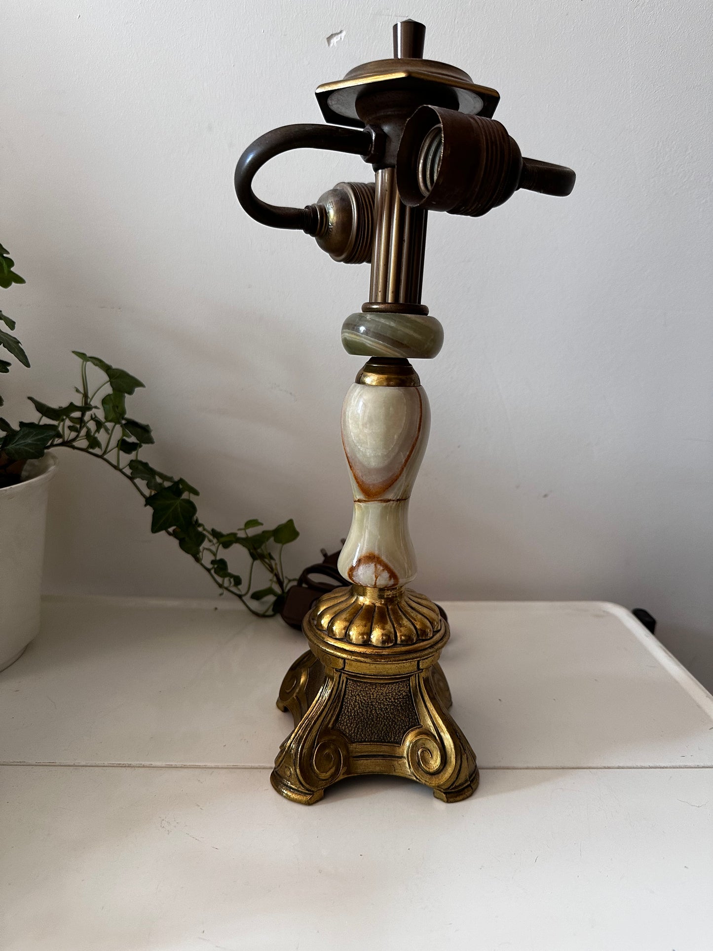 Marmer met messing vintage lamp