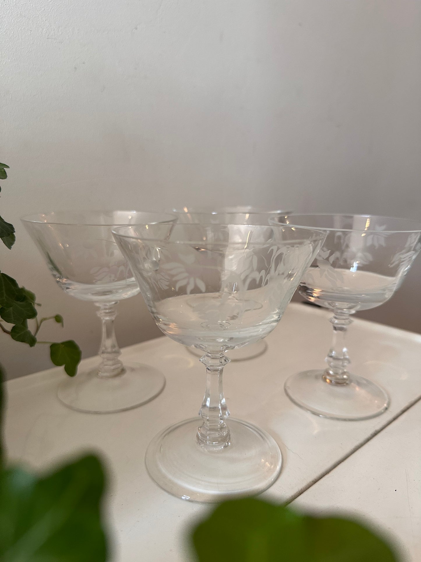 Set van 4 kristallen coupe champagne glazen