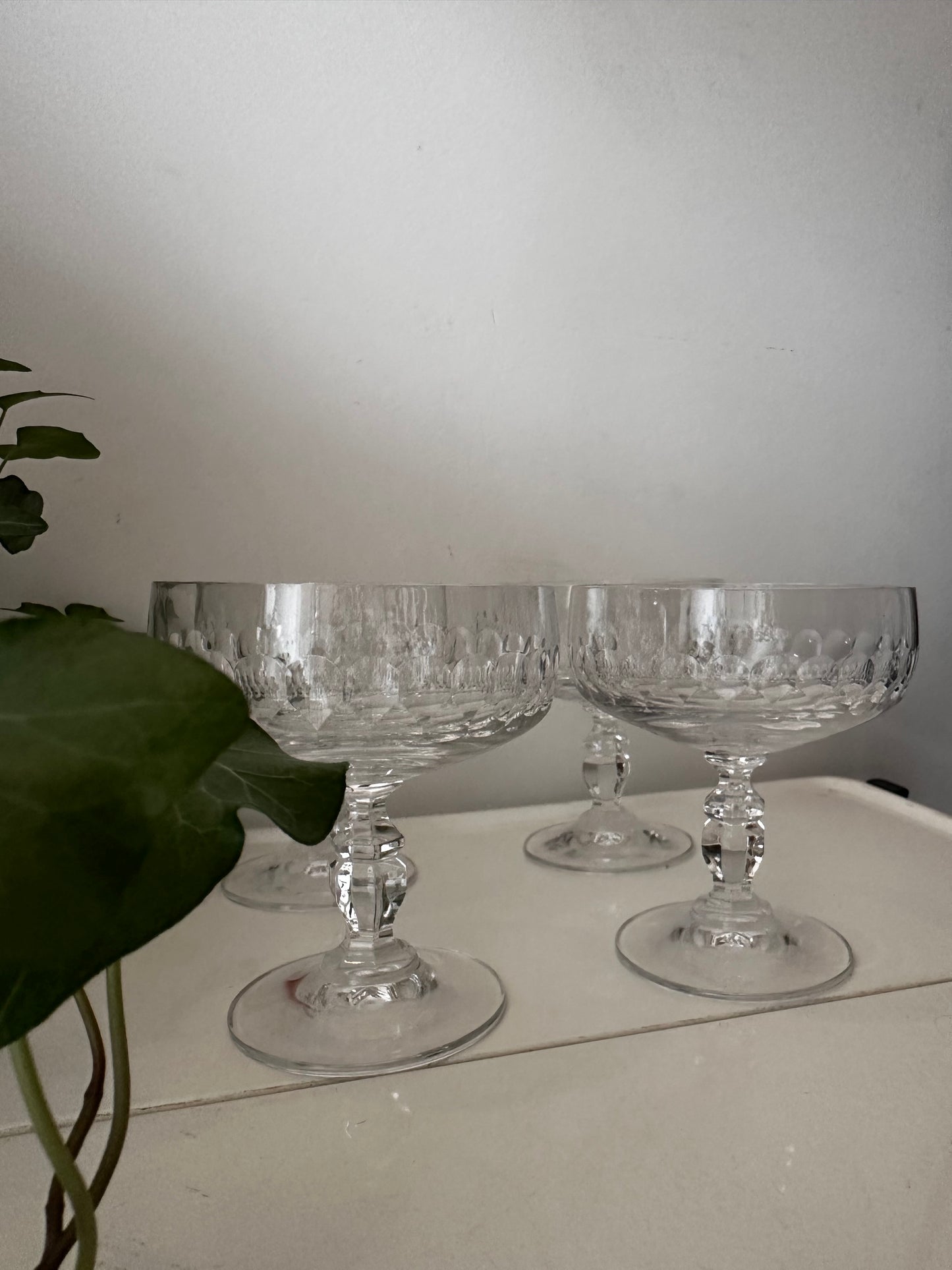 Set van 4 kristallen coupe champagne glazen