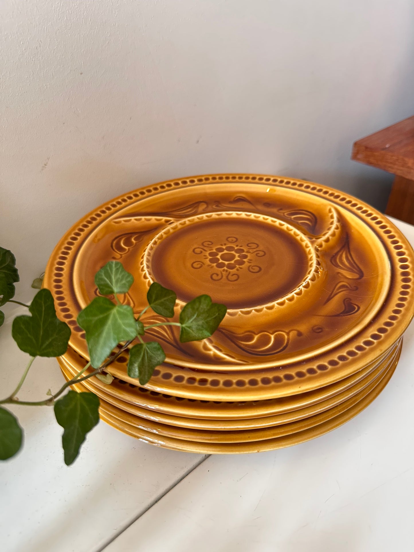 Set van 6 keramieken jaren 70 borden