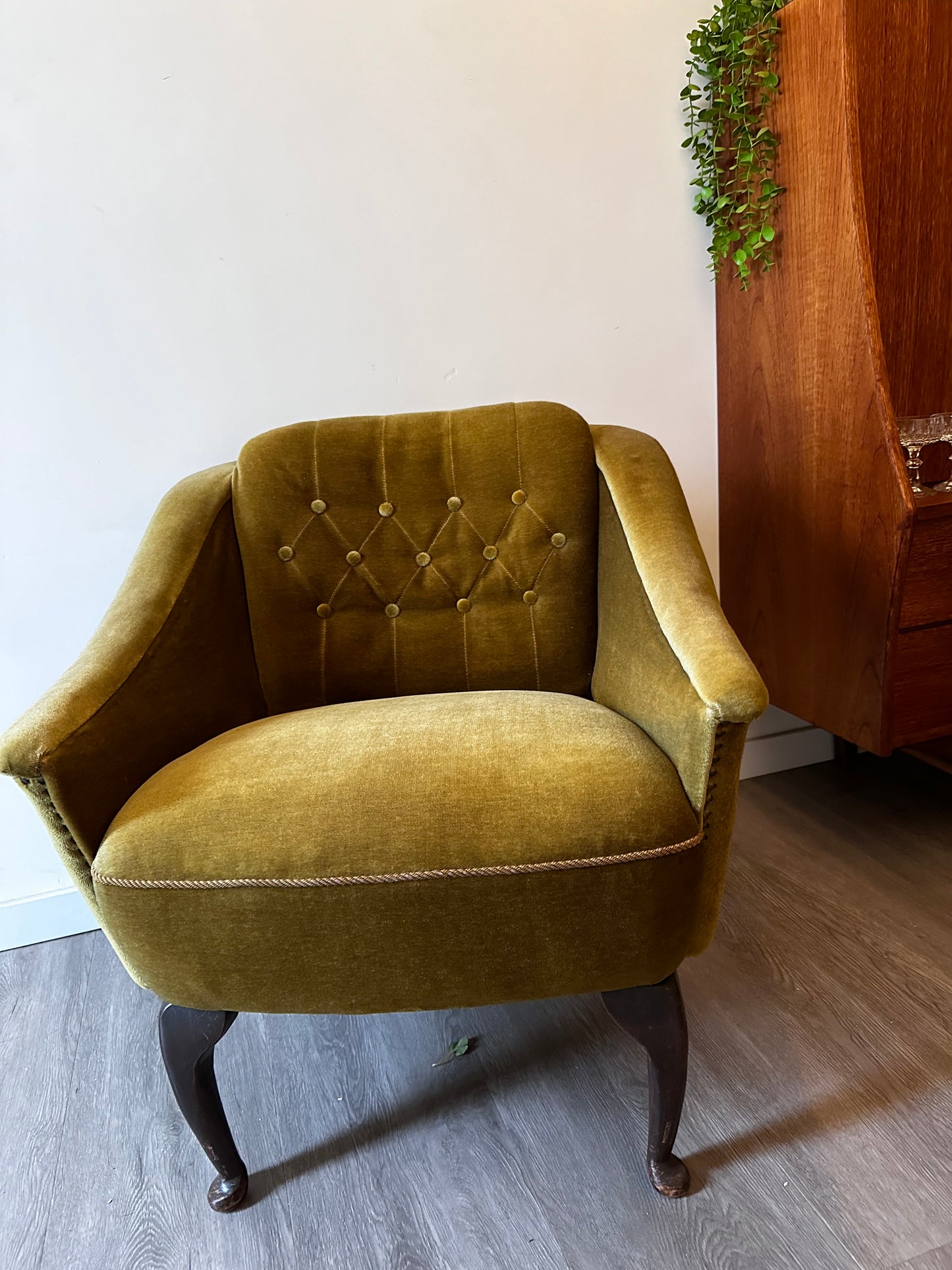 Cocktail stoeltje fauteuil vintage groen