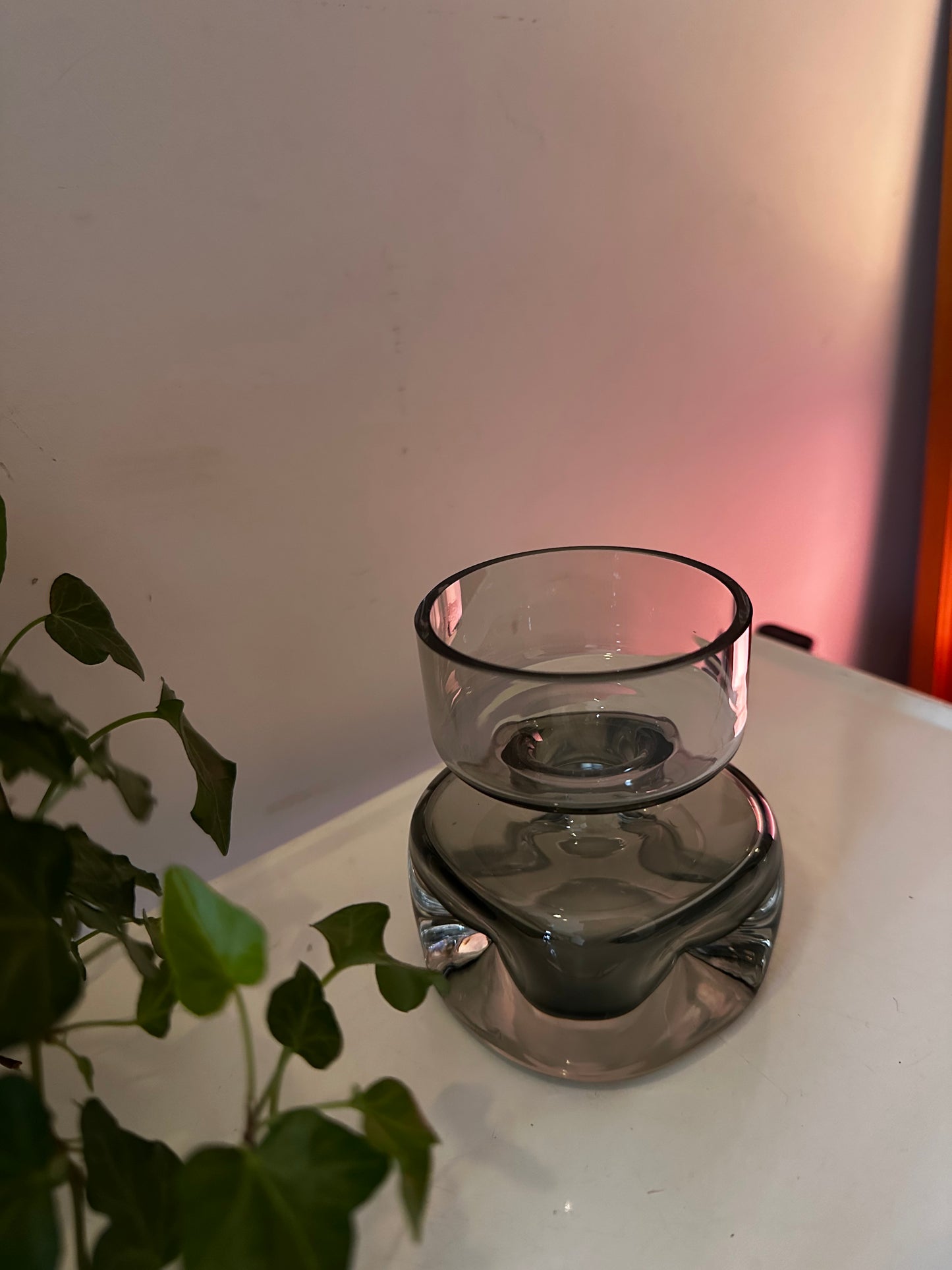 Rooklglazen vintage vaasje jaren 70