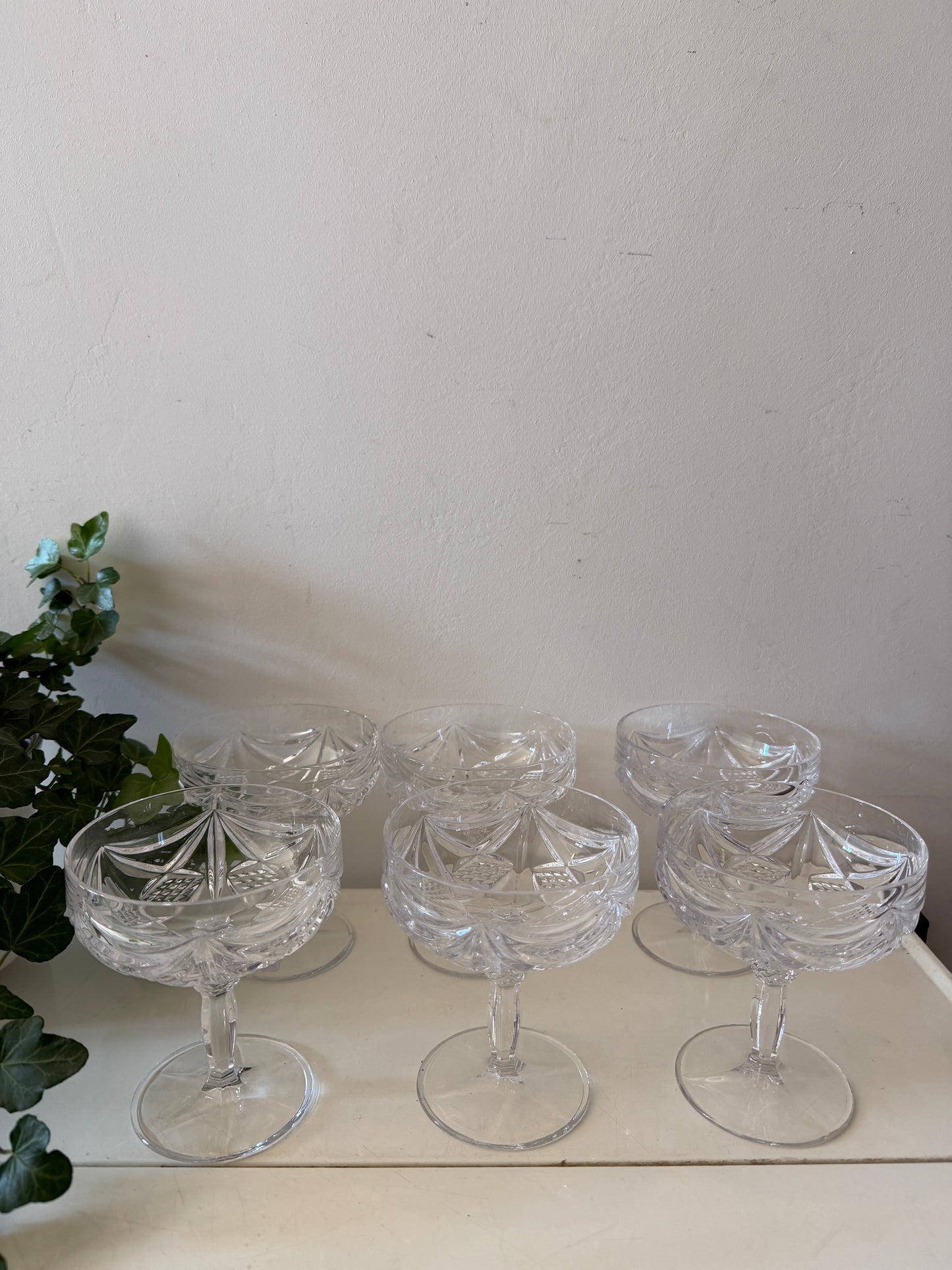 Set van 6 kristallen coupe glazen